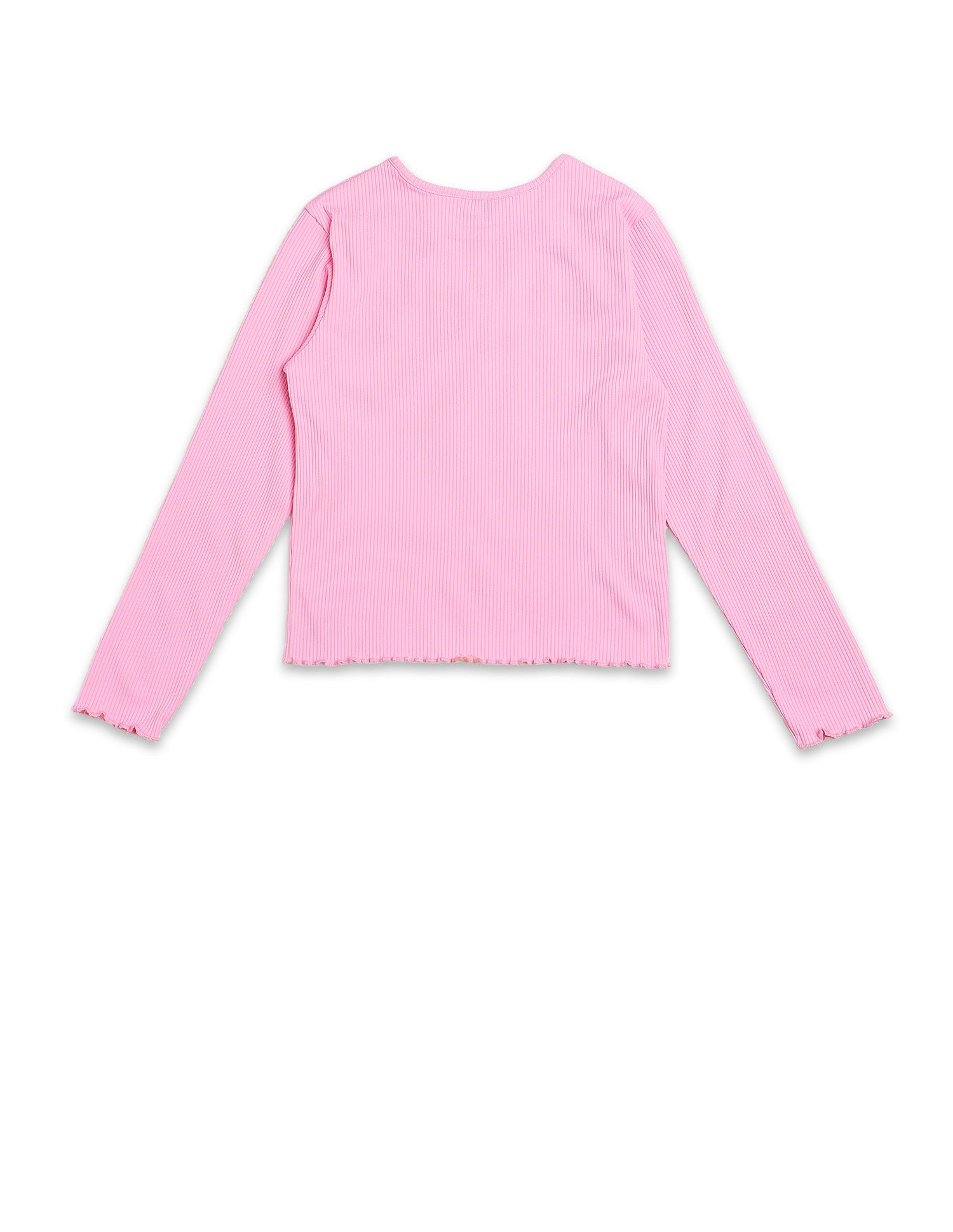 Girls Patterned Knit Regular Fit T-Shirt Pink - U.S. POLO ASSN. | Large