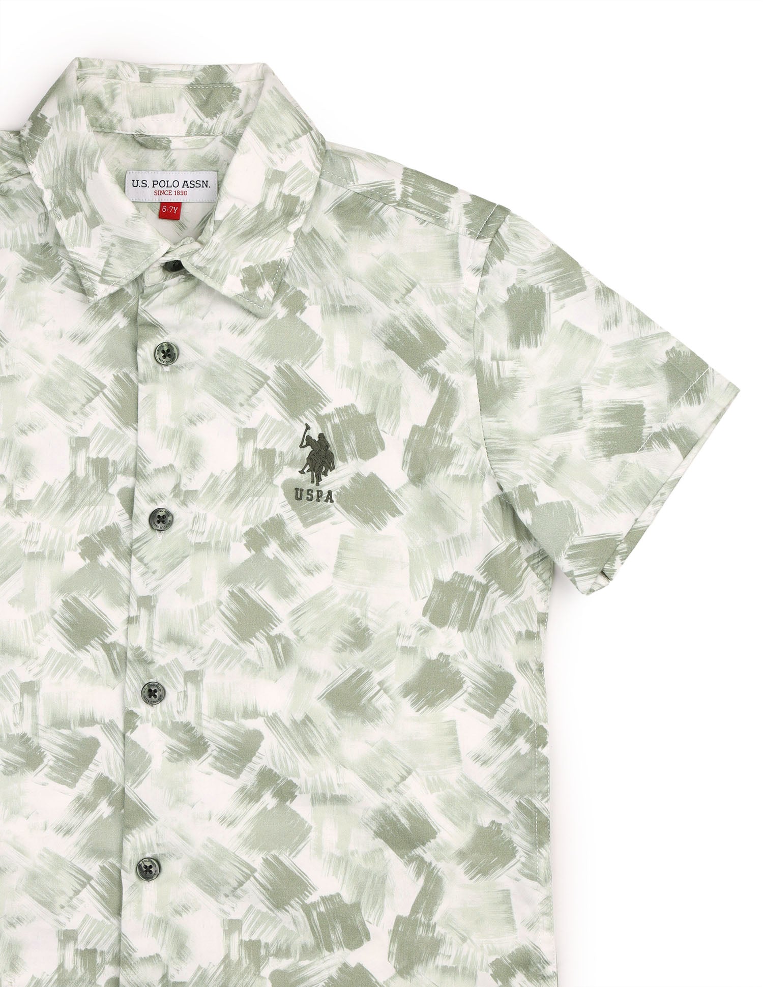 Boys Abstract Printed Satin Shirt Light Green - U.S. POLO ASSN. | Large