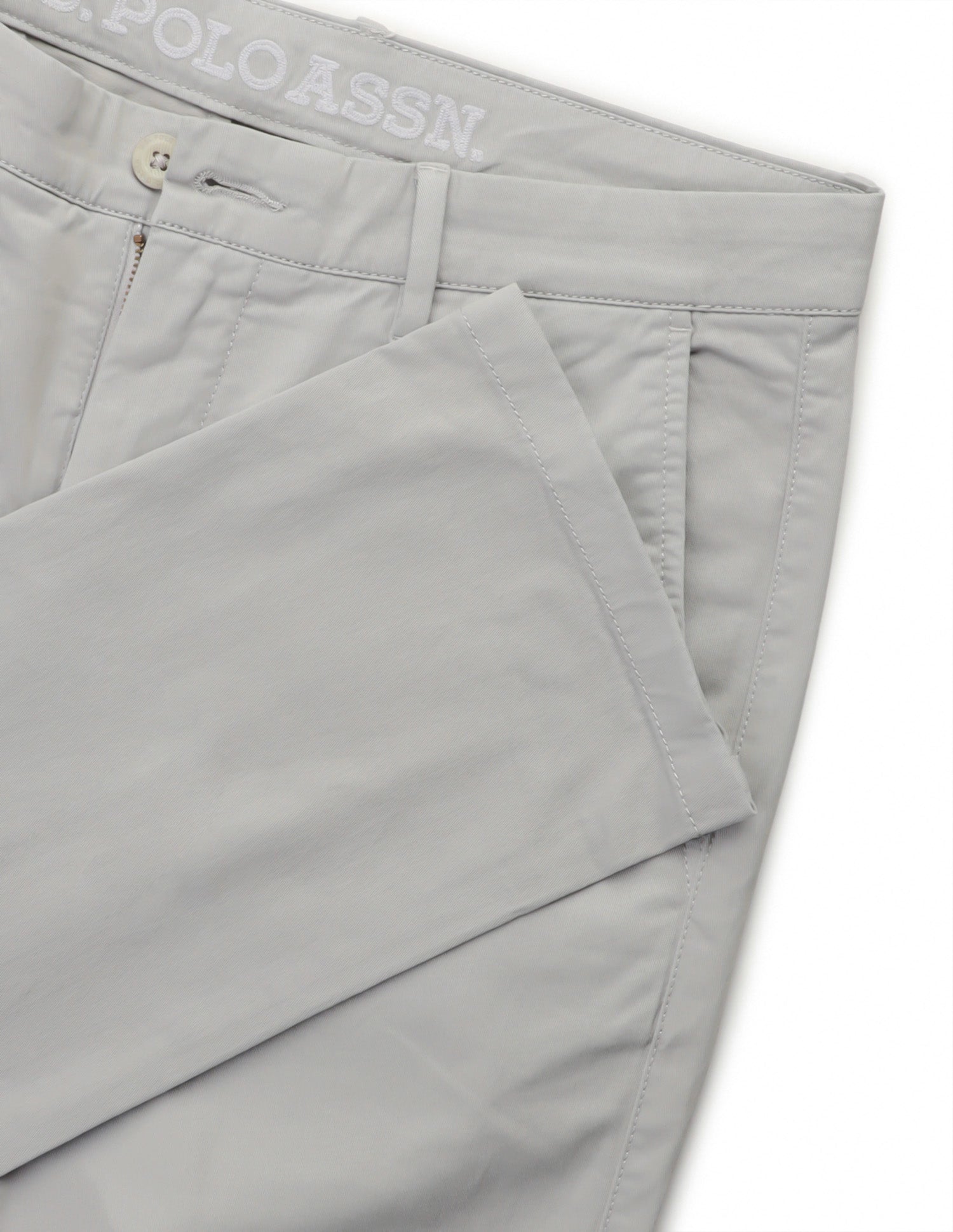 Denver slim fit Twill Trousers Light Grey - U.S. Polo Assn. India | Large