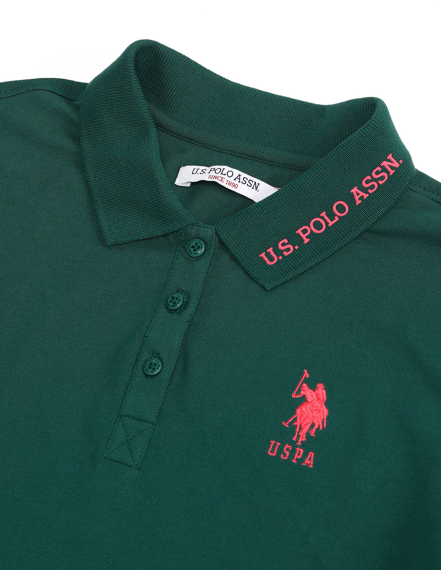 Tipped Collar Relaxed Polo Shirt Dark Green - U.S. Polo Assn. India | Large