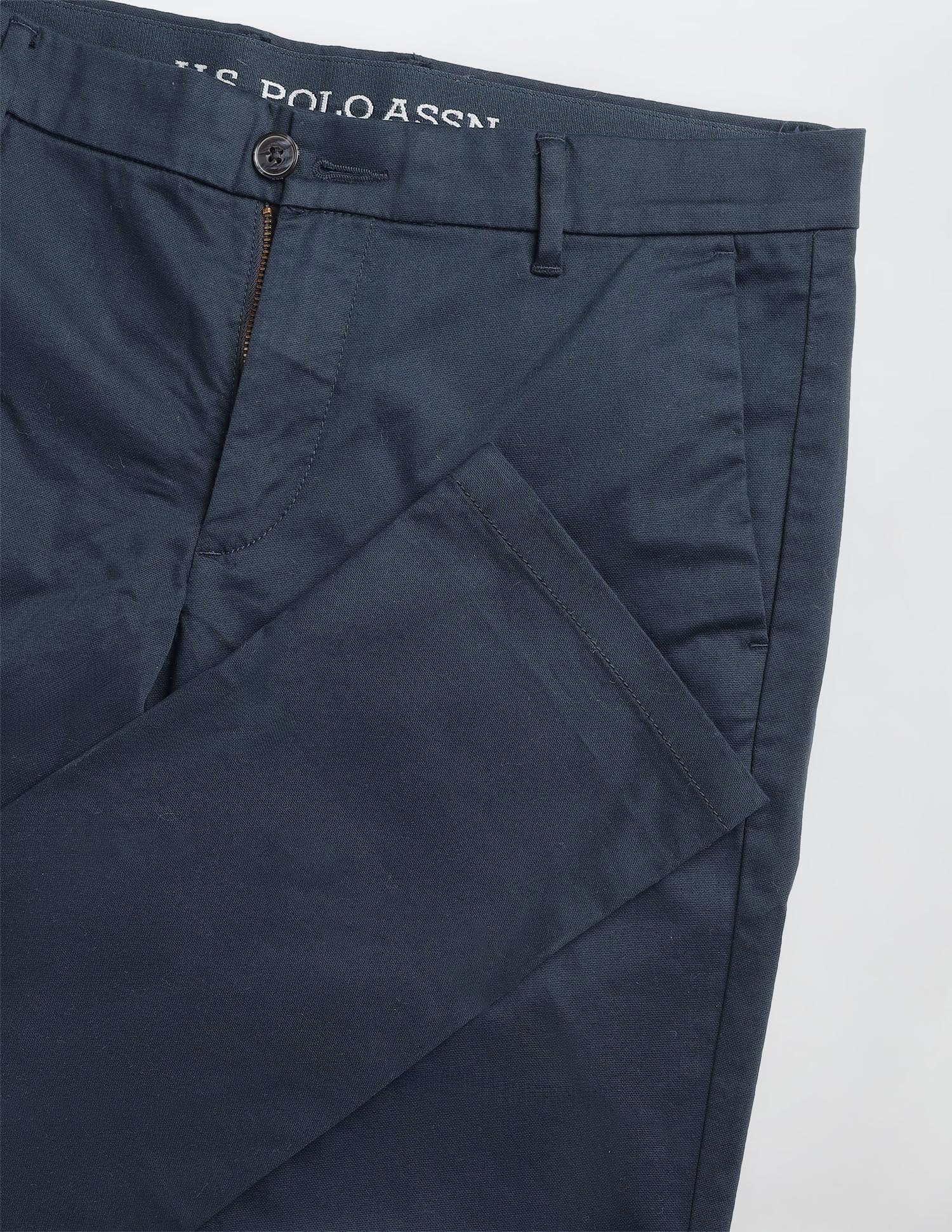 Denver Slim Fit Dobby Trousers Navy - U.S. Polo Assn. India | Large