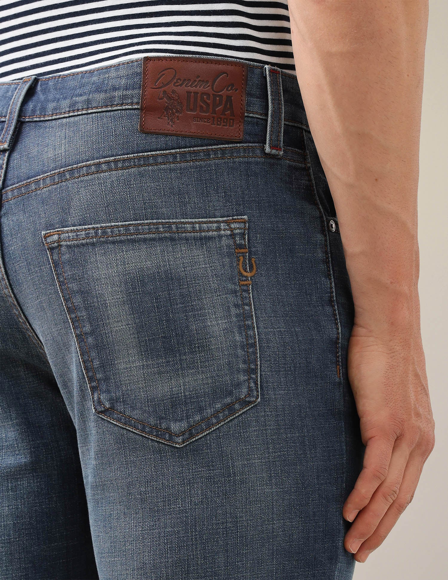 Harold Slim Straight Fit Blue Jeans Blue - U.S. Polo Assn. India | Large