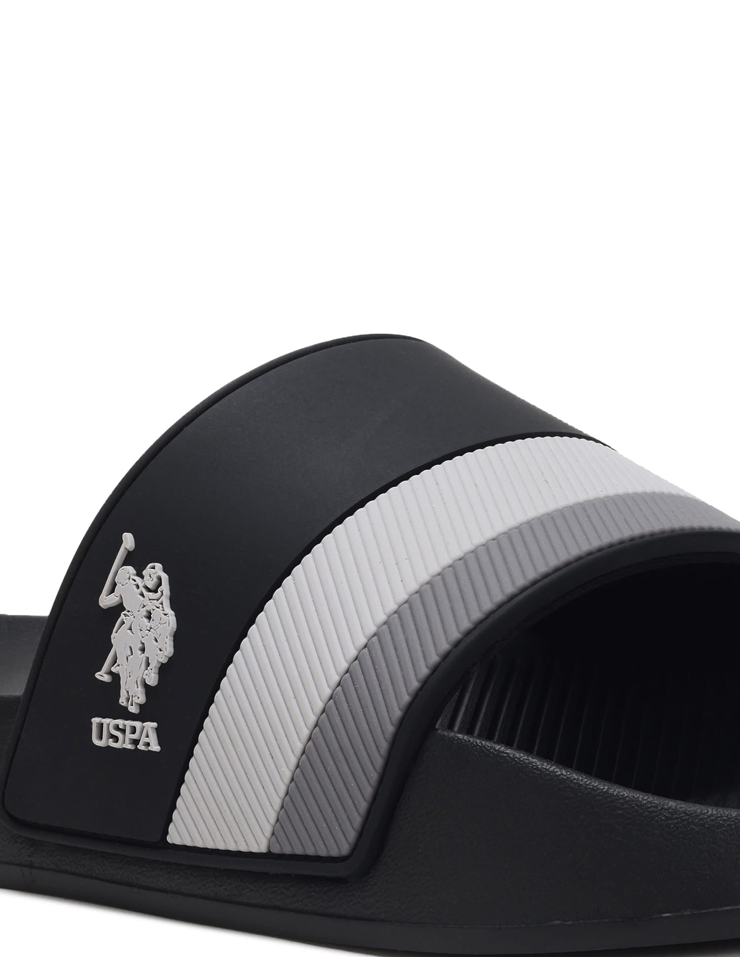 Striped PVC Conex 4.0 Slides Black - U.S. Polo Assn. India | Large