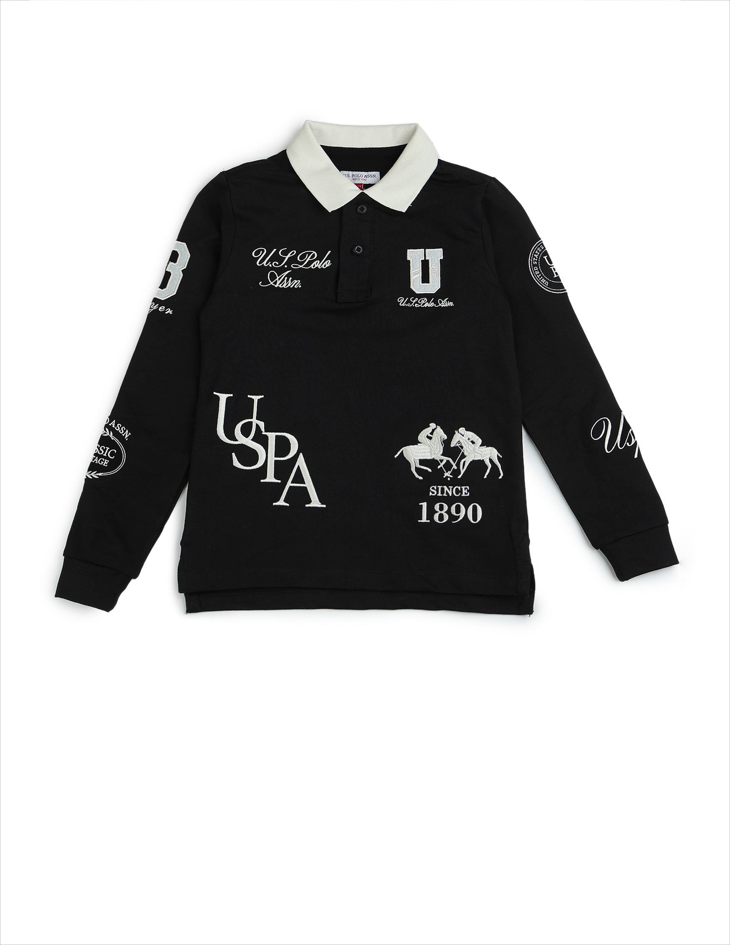 Boys Graphic Brand Embroidered Regular Fit Polo Shirt Black - U.S. POLO ASSN. | Large