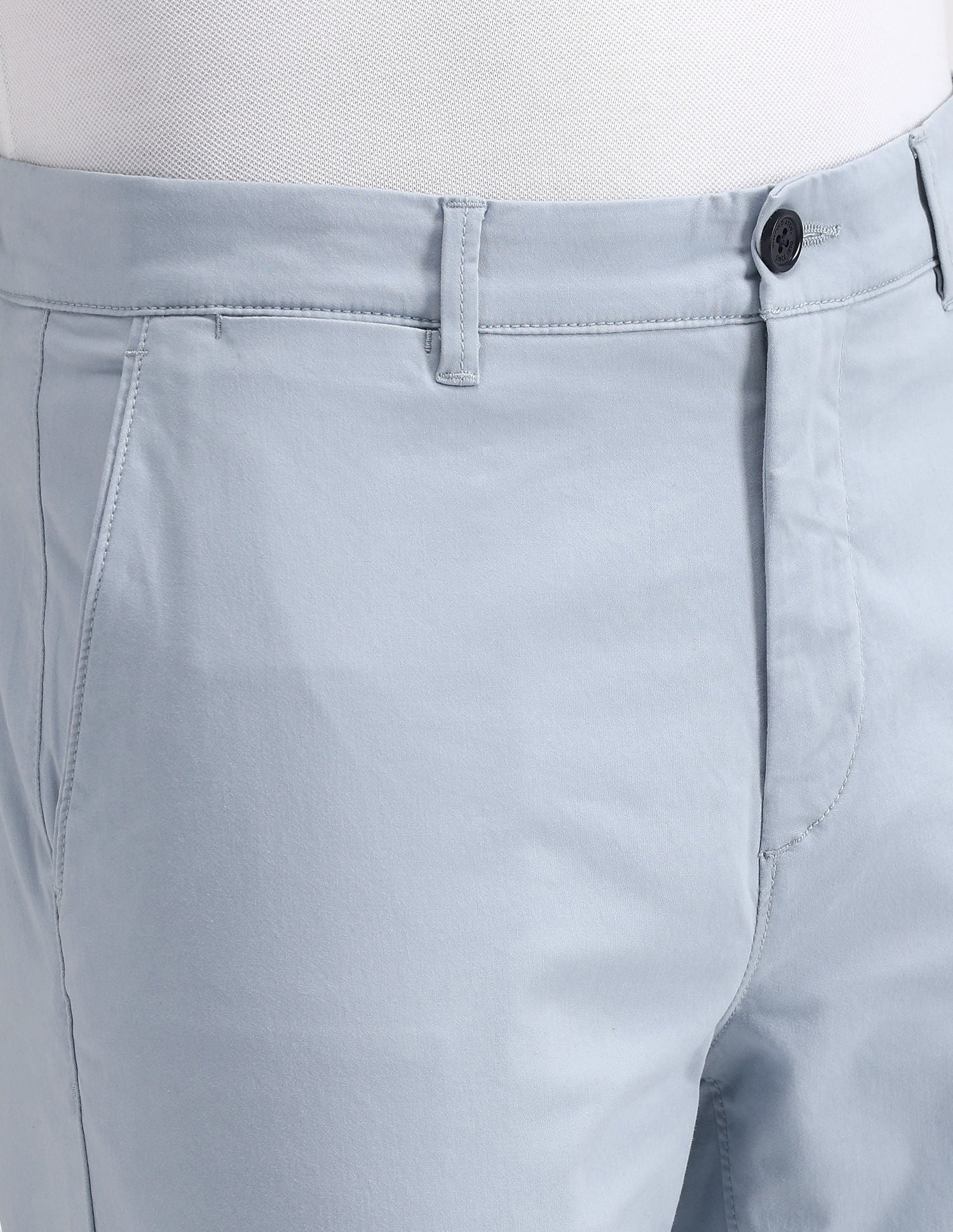 Riley Straight Fit Solid Trousers Light-Blue - U.S. Polo Assn. India | Large