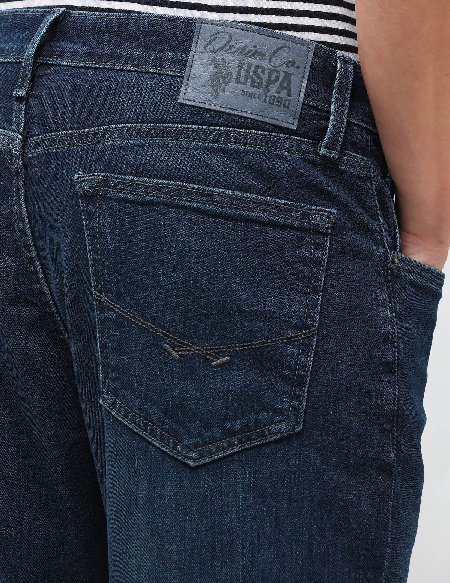 Solid Tapered Fit Jeans Blue - U.S. Polo Assn. India | Large