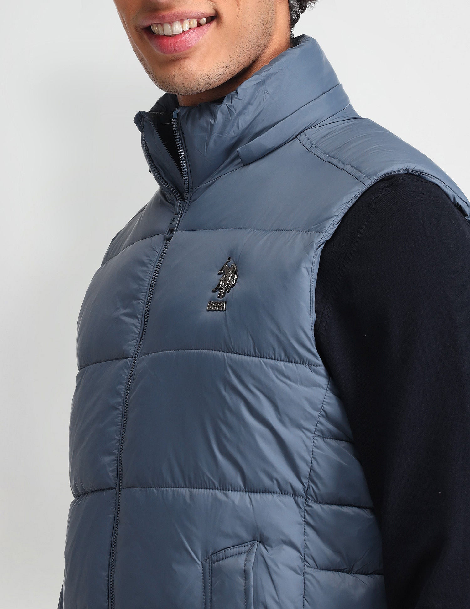 Detachable Hood Padded Jacket Metalic Blue - U.S. POLO ASSN. | Large
