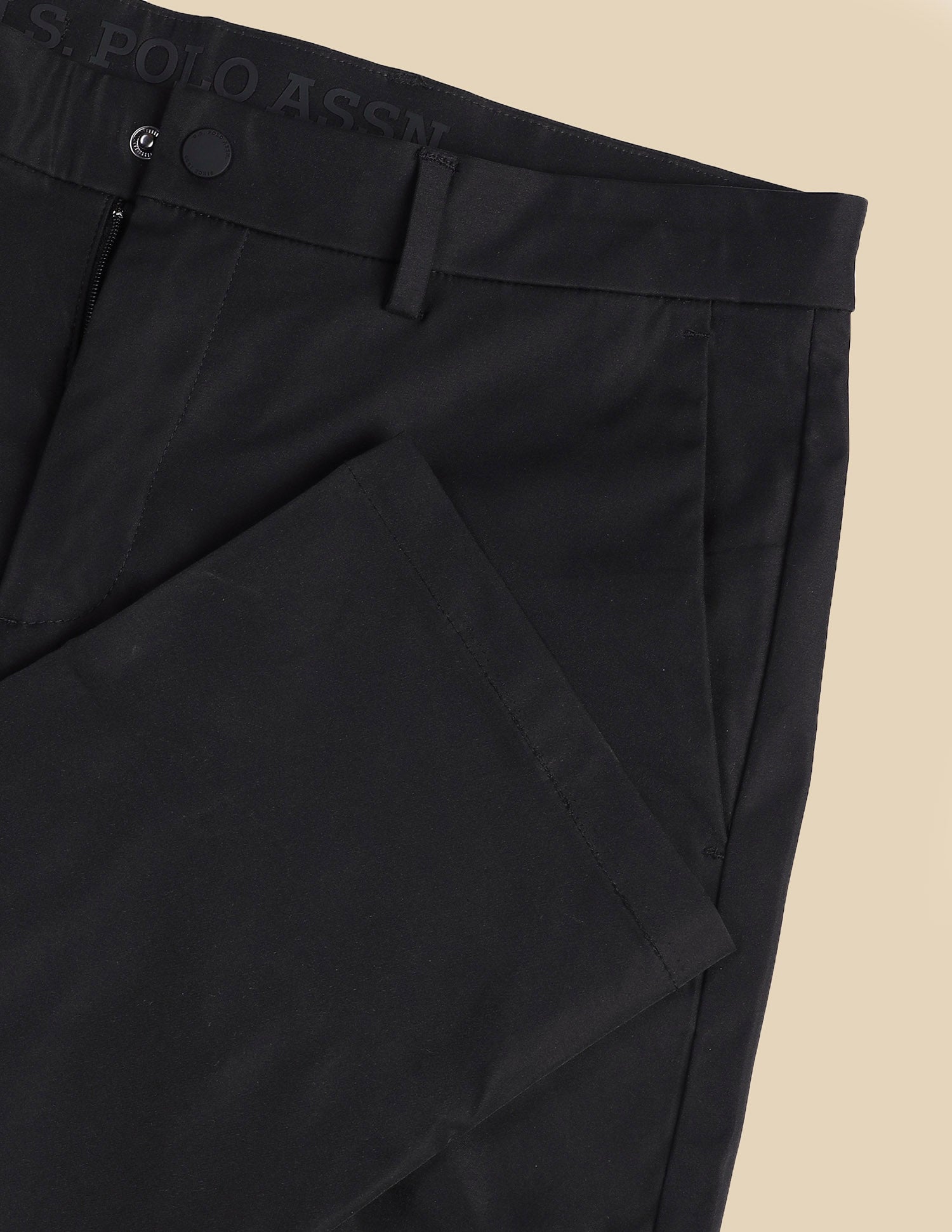 Solid Denver Slim Fit Trousers Black - U.S. Polo Assn. India | Large