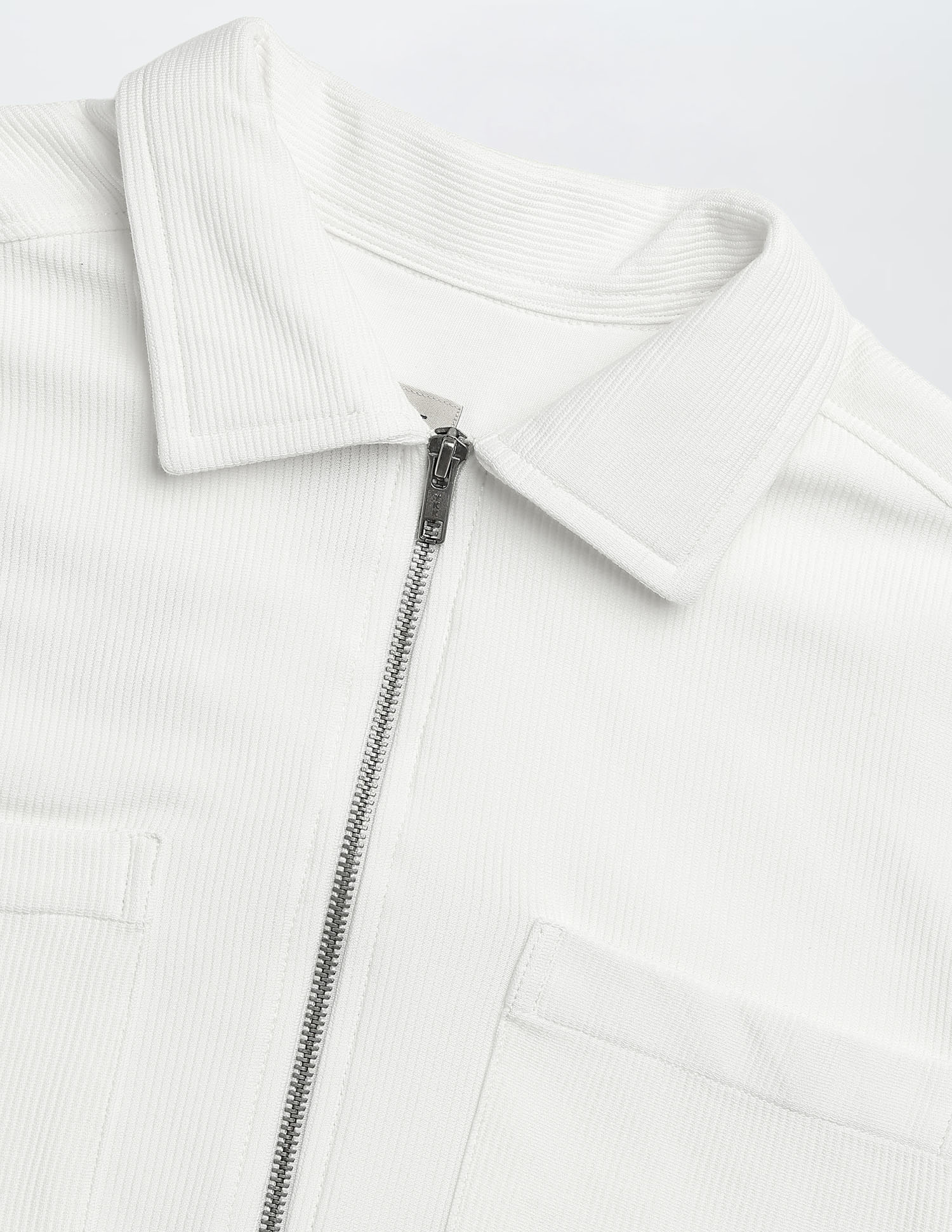 Slim Fit Knitted Zipper Shirt White - U.S. Polo Assn. India | Large