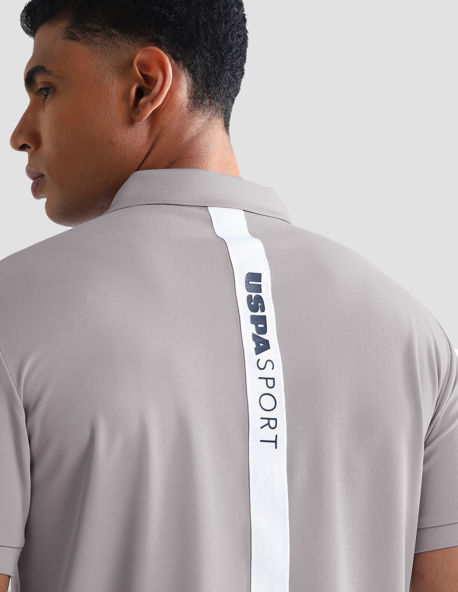 Rear Brand Stripe Slim Polo Shirt Grey - U.S. Polo Assn. India | Large