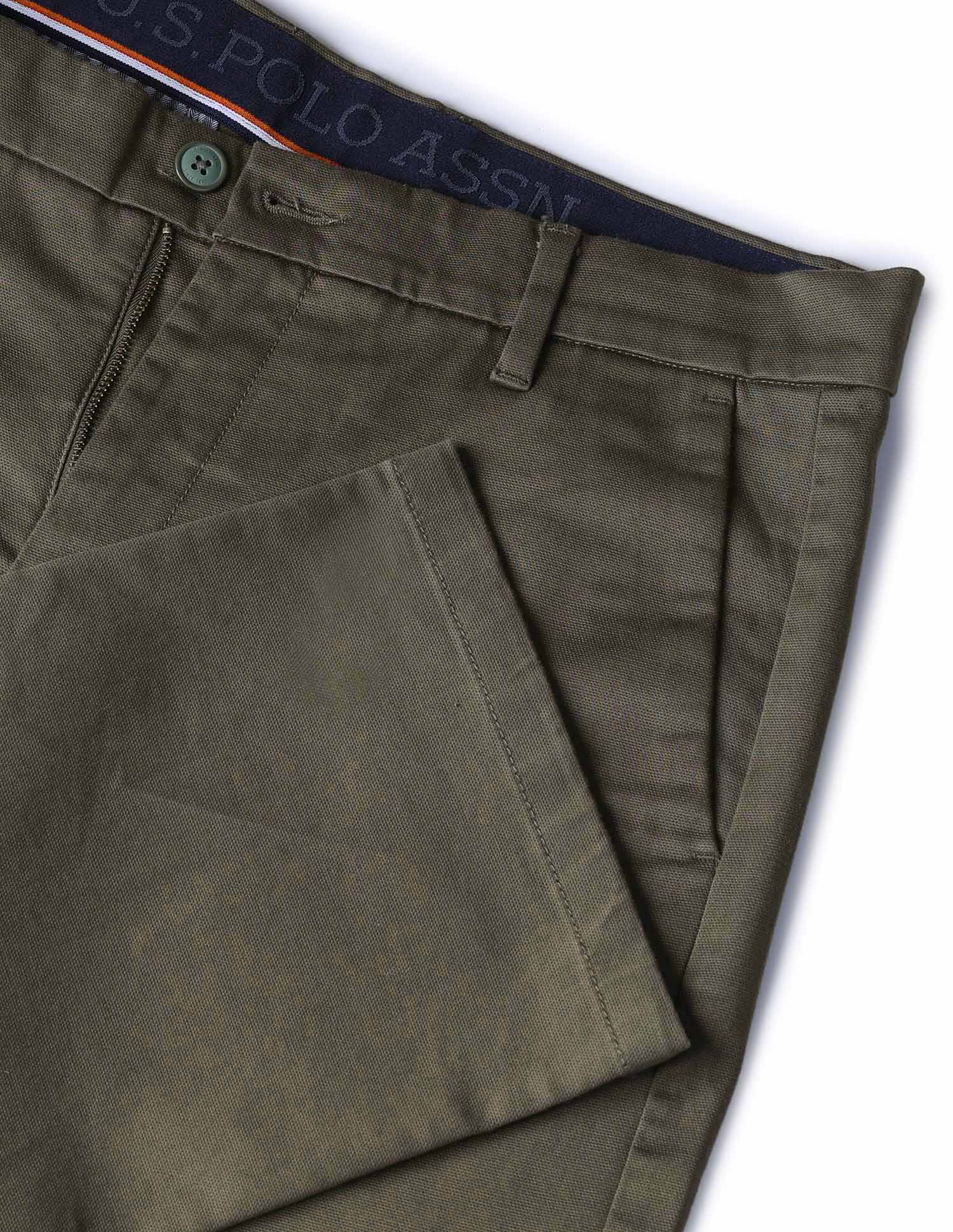 Dobby Riley Straight Fit Trousers Olive - U.S. POLO ASSN. | Large