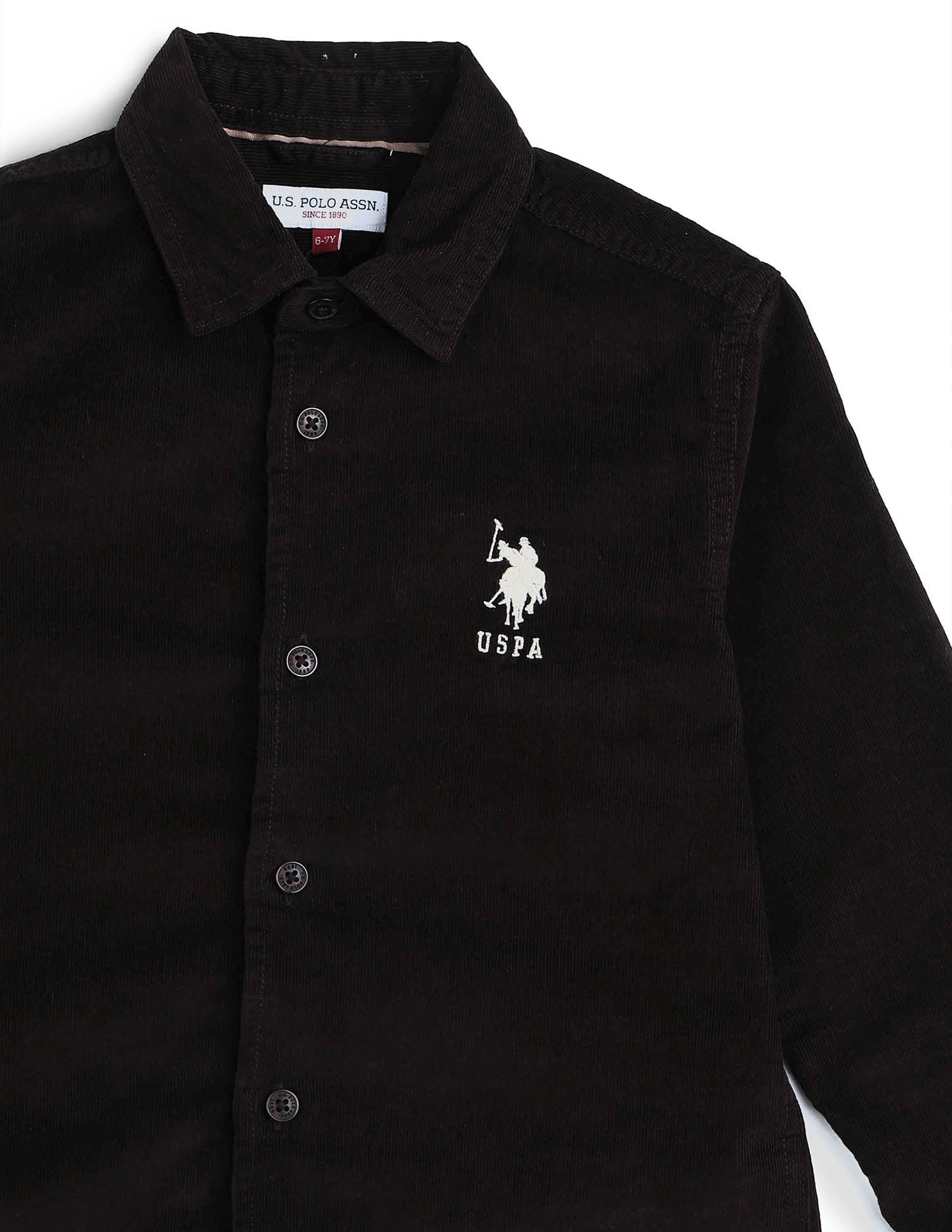 Boys Solid Corduroy Shirt Dark Brown - U.S. POLO ASSN. | Large