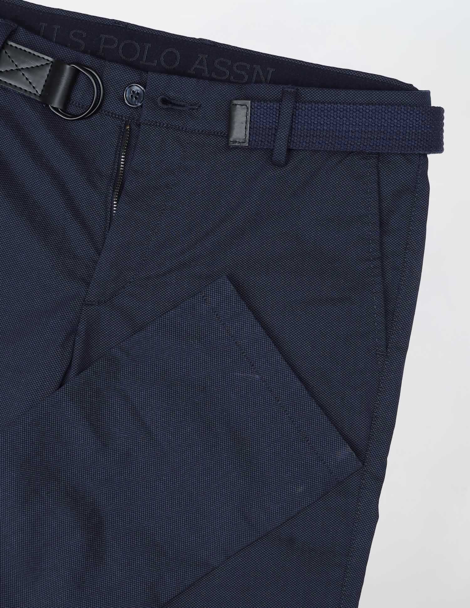 Denver Slim Fit Satin Trousers Navy - U.S. POLO ASSN. | Large