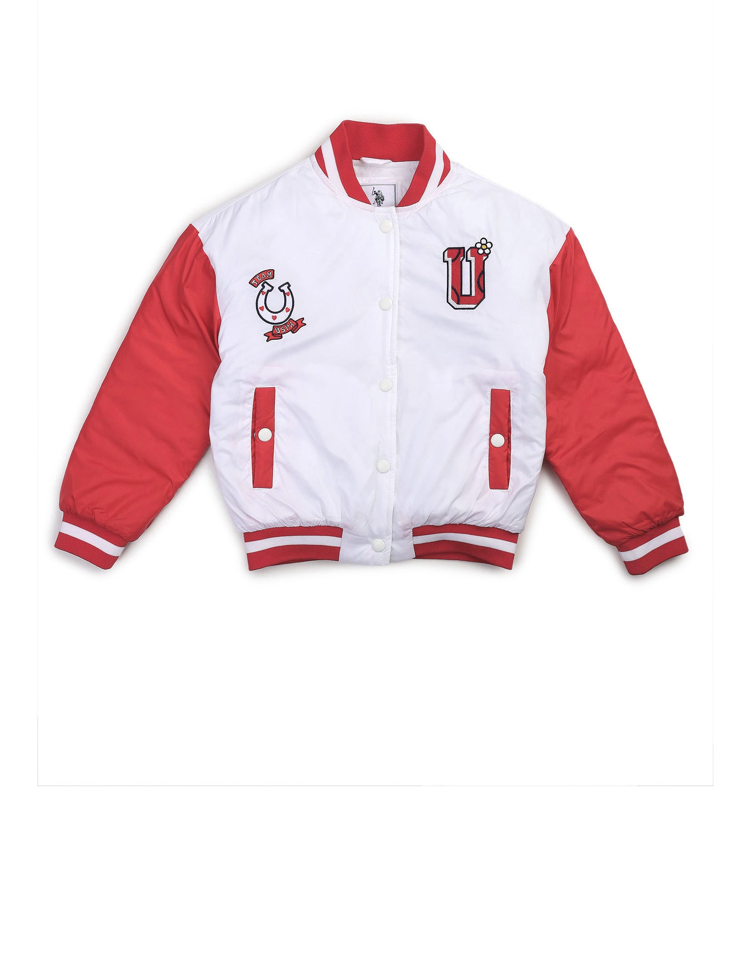 Colourblocked Regular Fit Varsity Jacket White - U.S. POLO ASSN. | Large