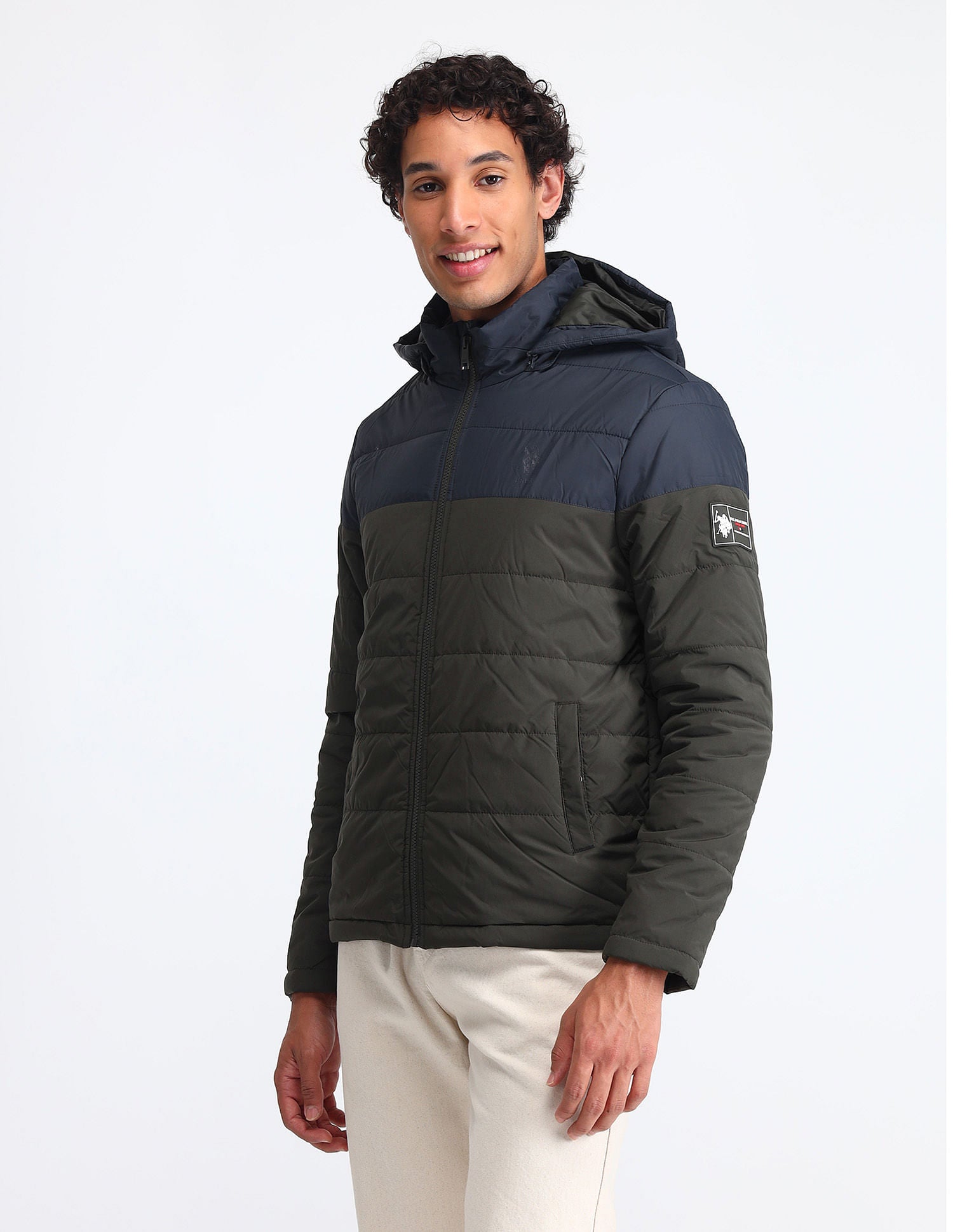 Regular Fit Colourblocked Padded Jacket Navy - U.S. Polo Assn. India | Large