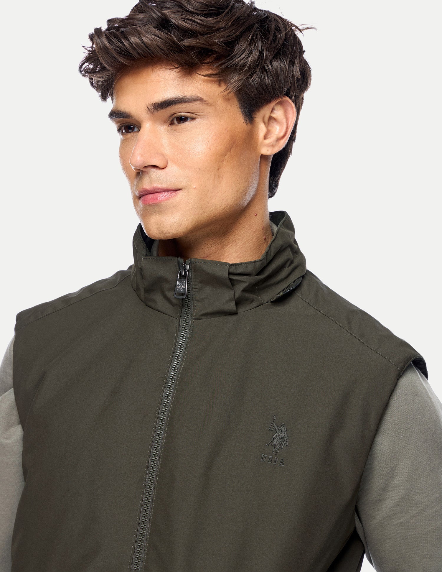 Solid Regular Fit Jacket Olive - U.S. Polo Assn. India | Large