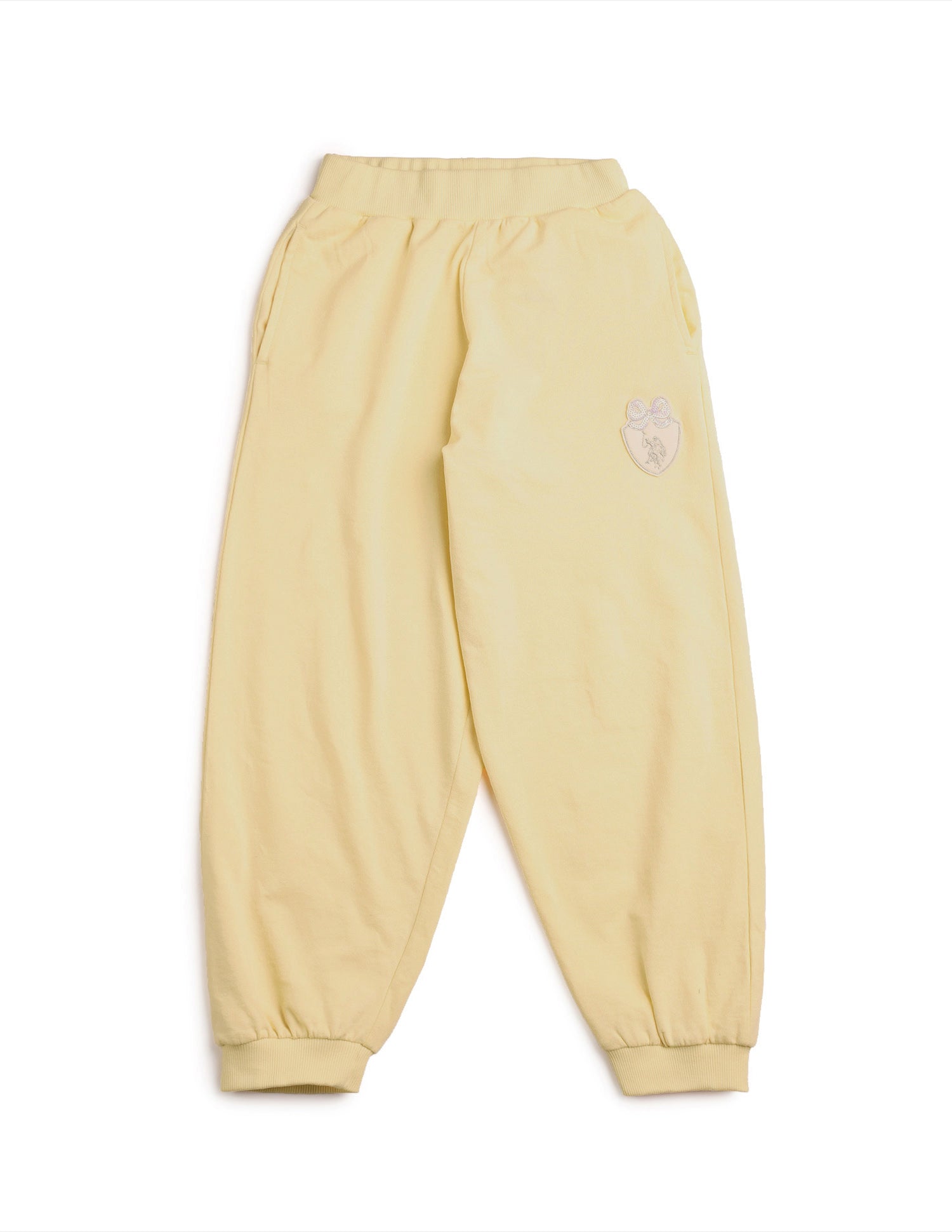 Girls Mid Rise Regular Fit Joggers Light Yellow - U.S. POLO ASSN. | Large