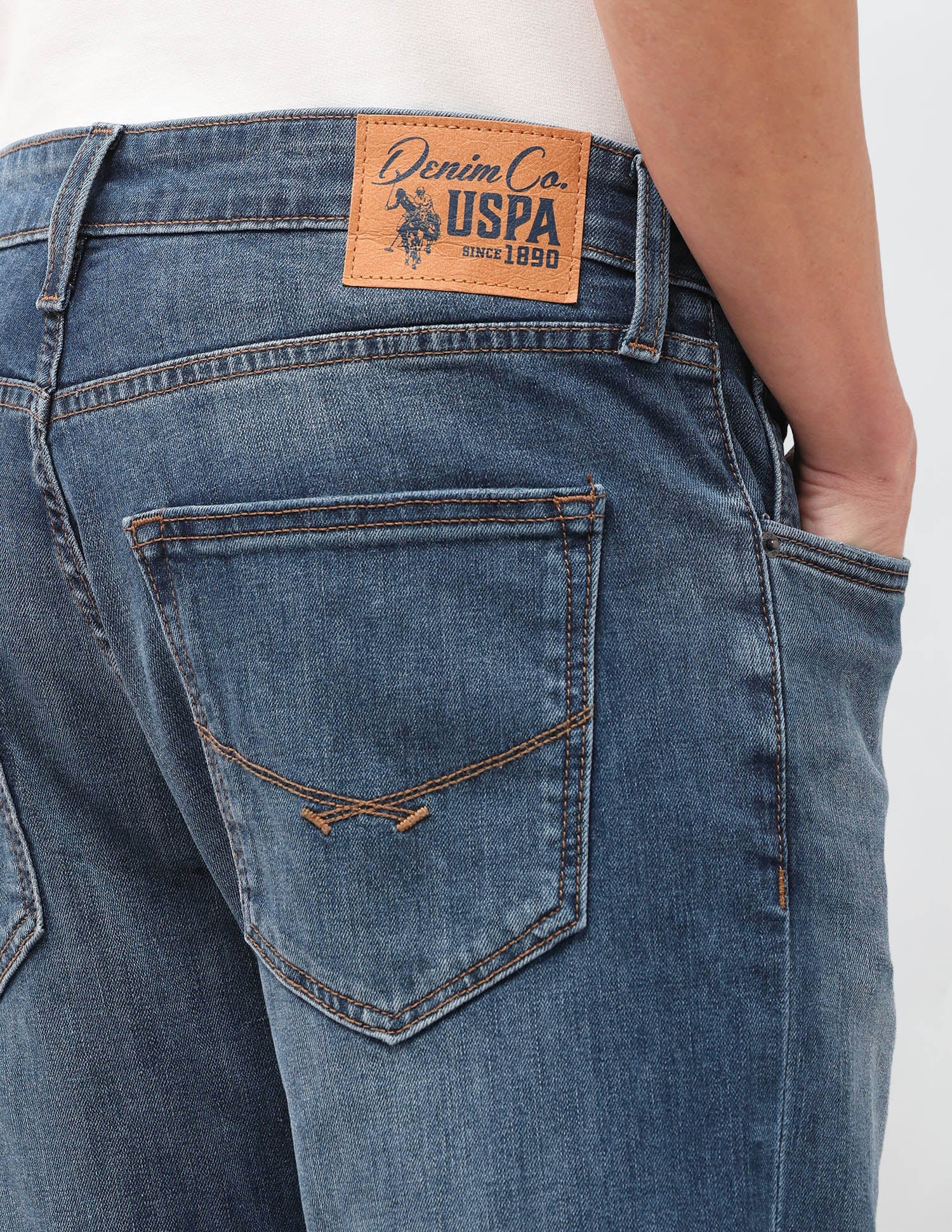 Harold Slim Straight Fit Blue Jeans Mid Blue - U.S. Polo Assn. India | Large