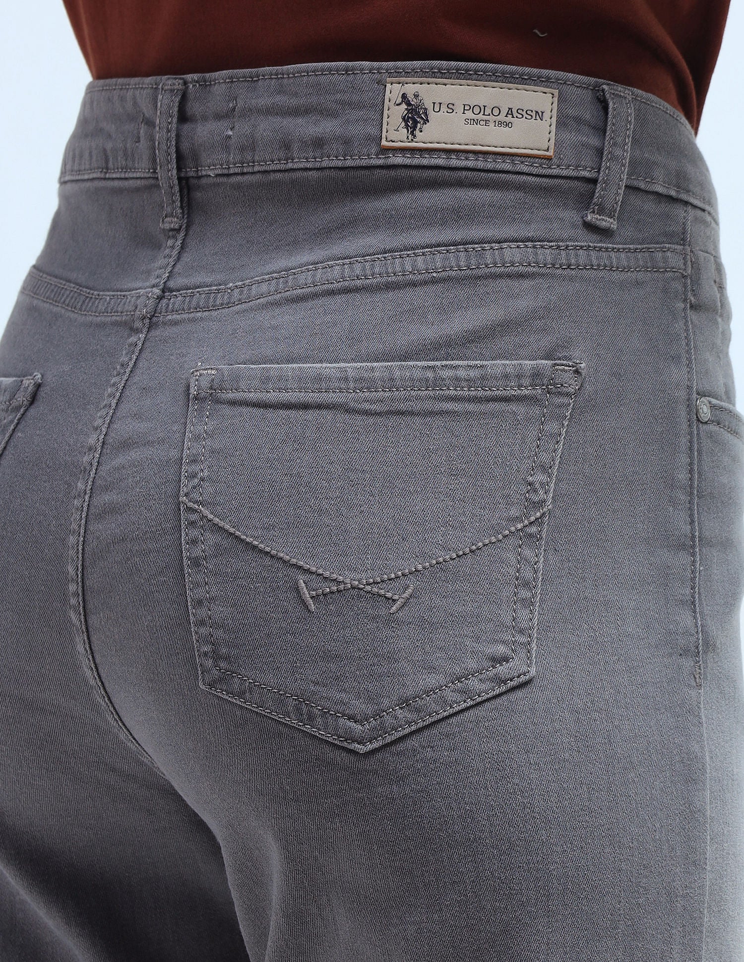 High Rise Straight Fit Jeans Grey - U.S. POLO ASSN. | Large