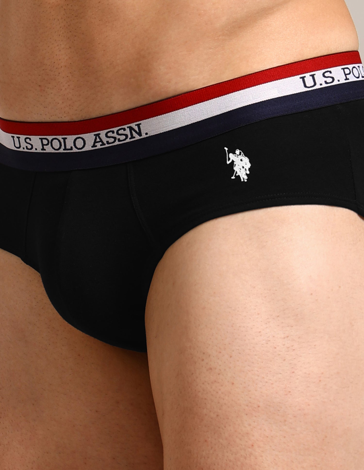 Striped Waistband EB002 Briefs - Pack Of 2 Iron Gate and Black - U.S. Polo Assn. India | Large