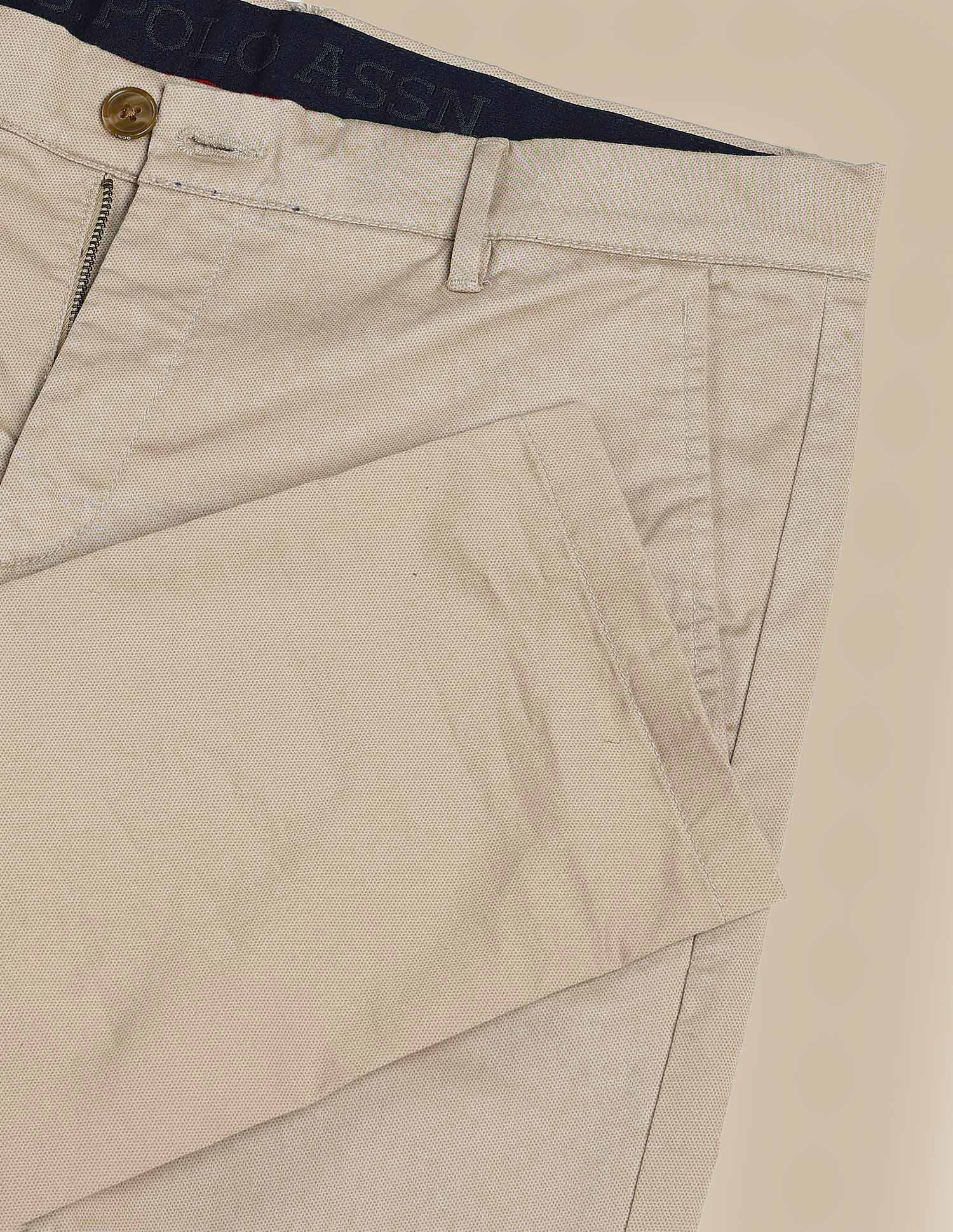 Textured Austin Slim Fit Trousers Beige - U.S. Polo Assn. India | Large