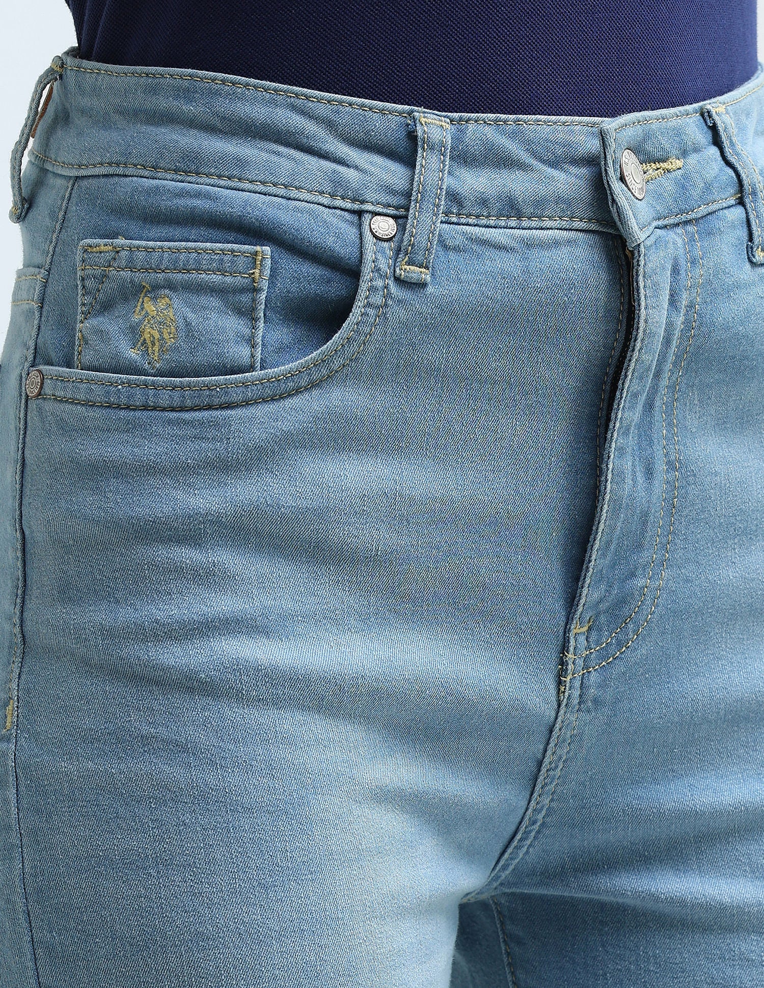 High Rise Flare Fit Jeans Light Blue - U.S. POLO ASSN. | Large