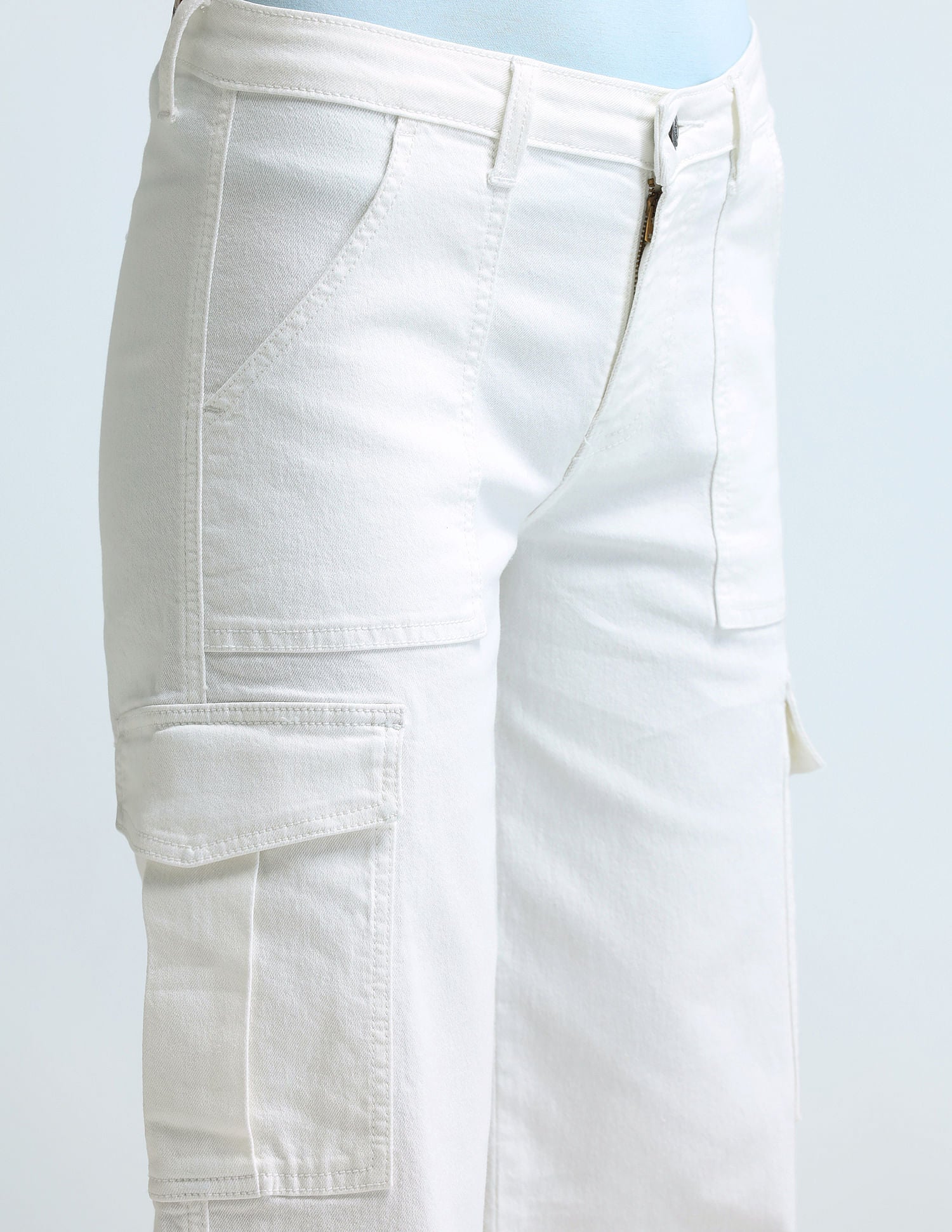Wide Leg Cargo Fit White Jeans White - U.S. Polo Assn. India | Large