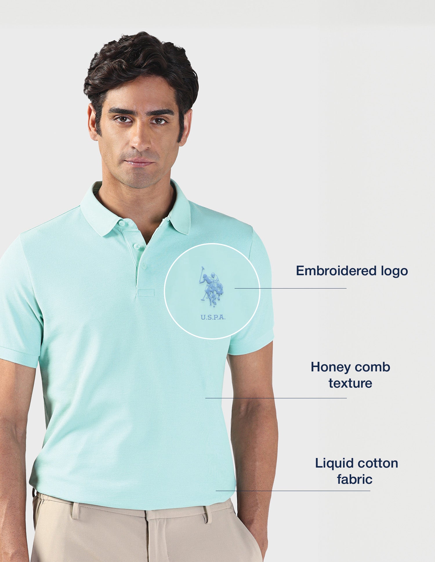 Liquid Cotton Slim Polo Shirt Aqua - U.S. Polo Assn. India | Large
