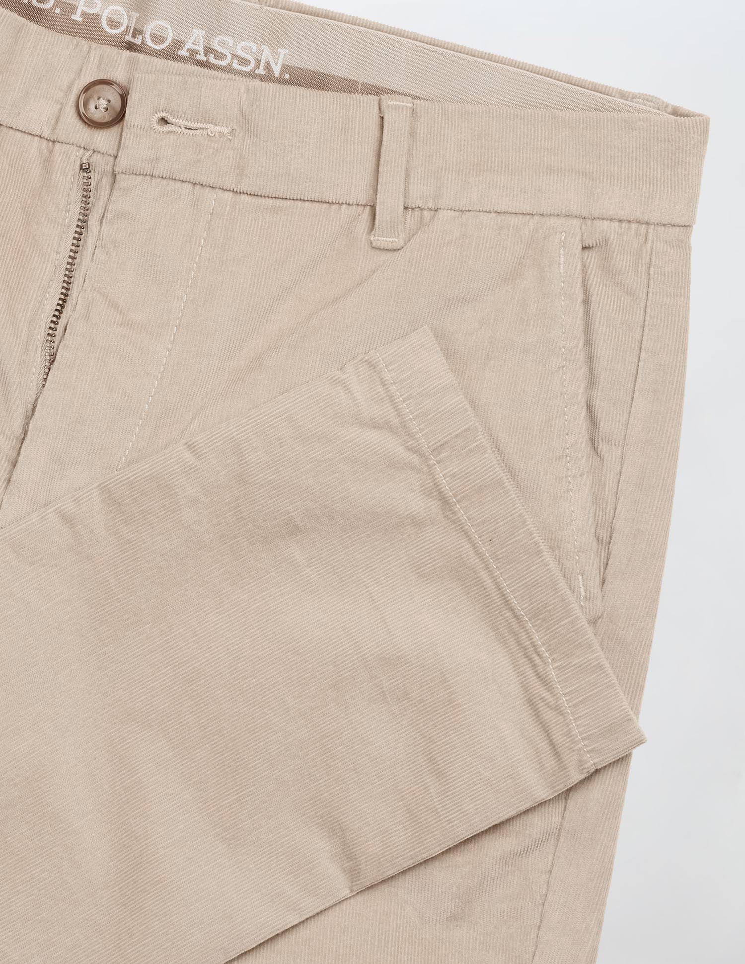 Denver Slim Fit Corduroy Trousers Beige - U.S. POLO ASSN. | Large