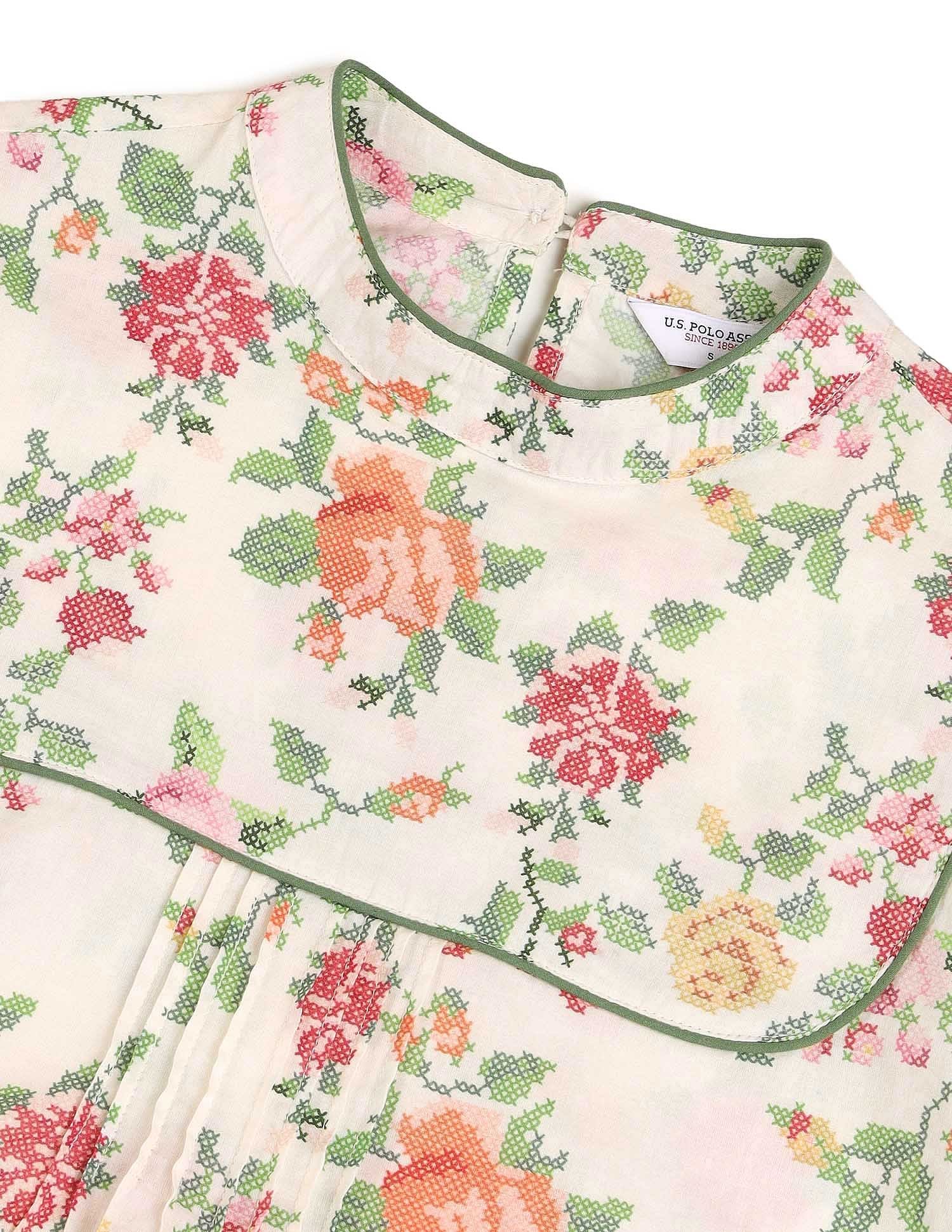 Yoke Design Floral Printed Top Multi-colour - U.S. Polo Assn. India | Large