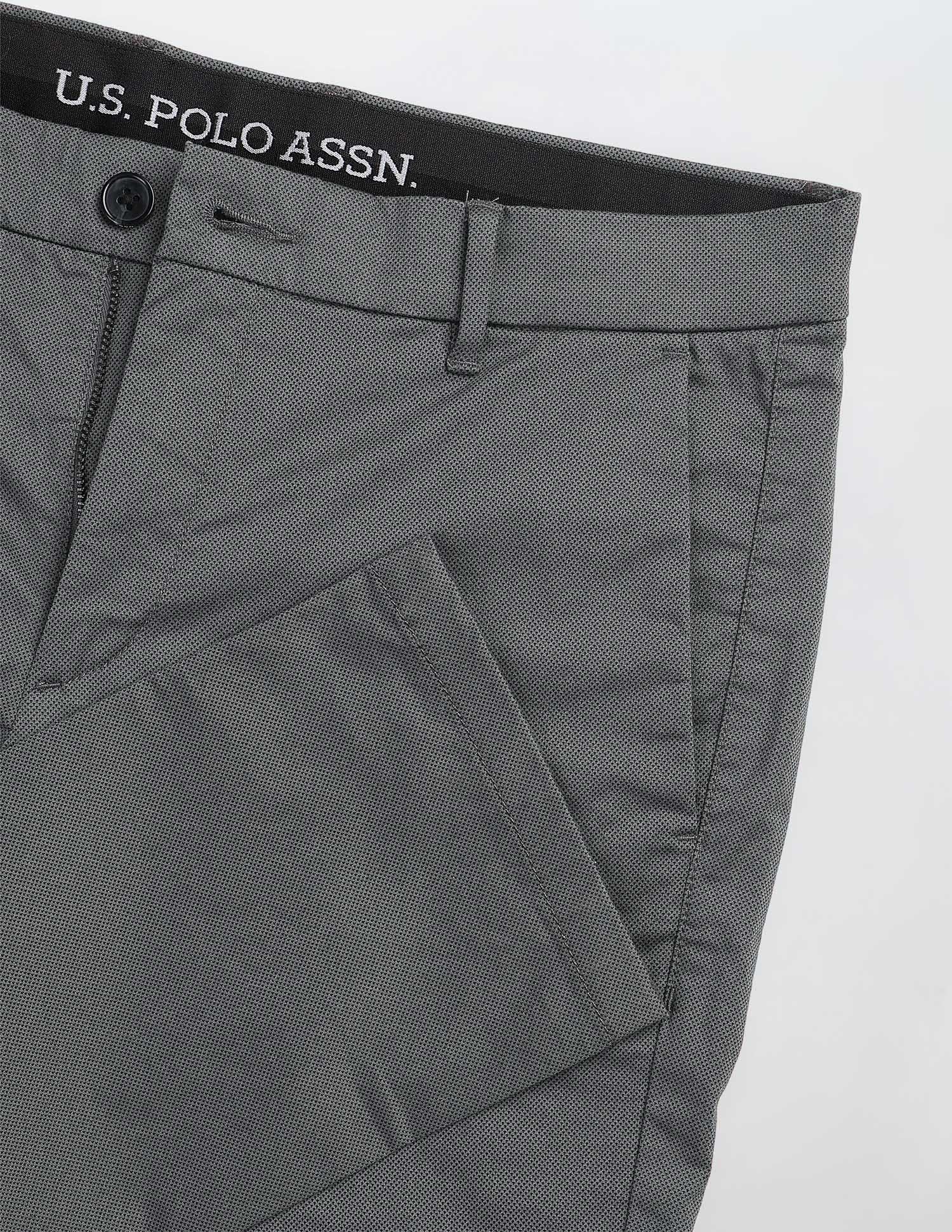 Denver Slim Fit All Over Printed Trousers Charcoal - U.S. Polo Assn. India | Large