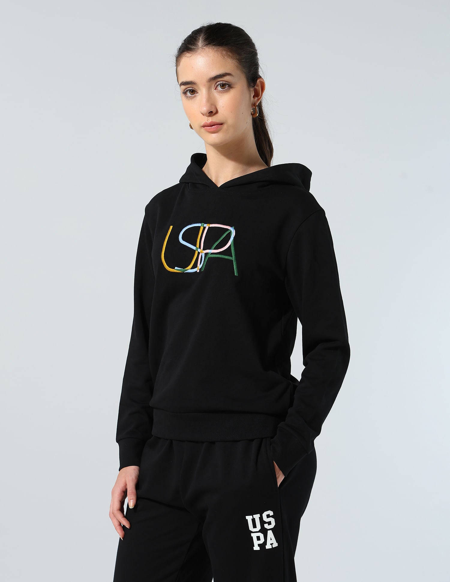 Brand Embroidered Sweatshirt Black - U.S. POLO ASSN. | Large