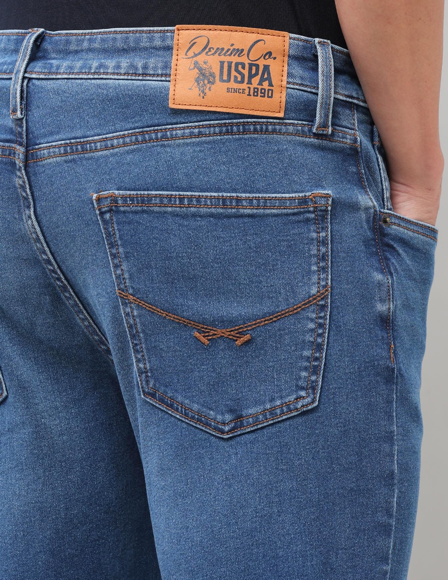 Solid Tapered Fit Jeans Blue - U.S. Polo Assn. India | Large
