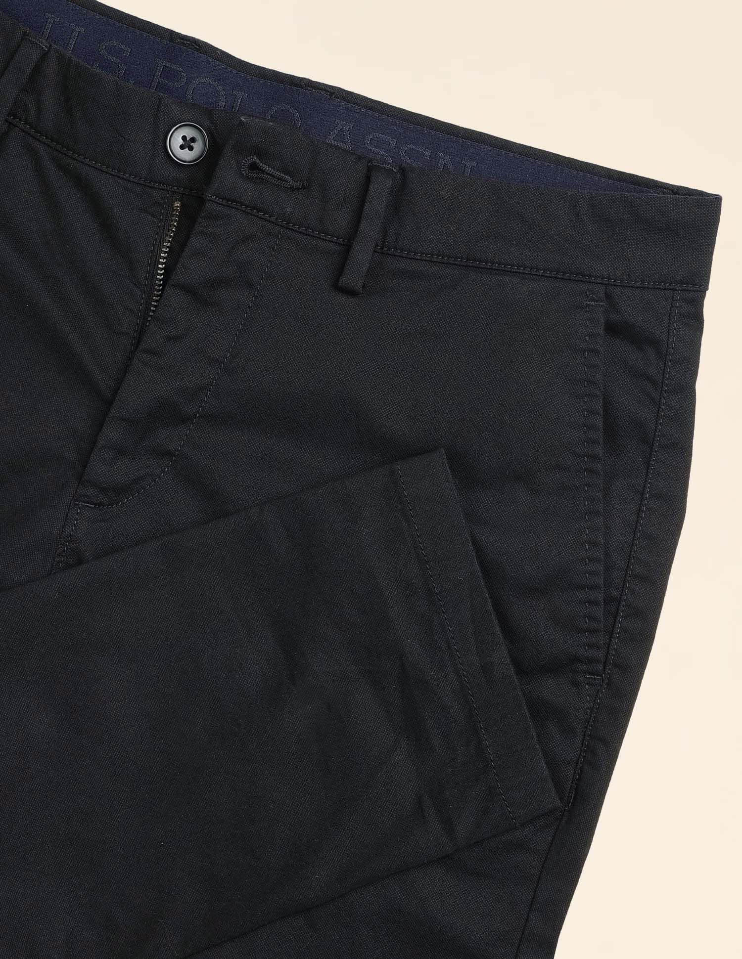 Austin Slim Fit Dobby Weave Trousers Black - U.S. Polo Assn. India | Large