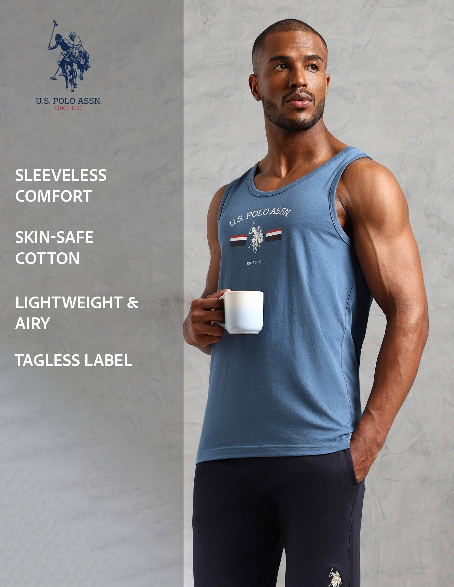 Brand Print Comfort Fit OEV02 Vest - Pack Of 1 Deep Lead - U.S. POLO ASSN. | Large