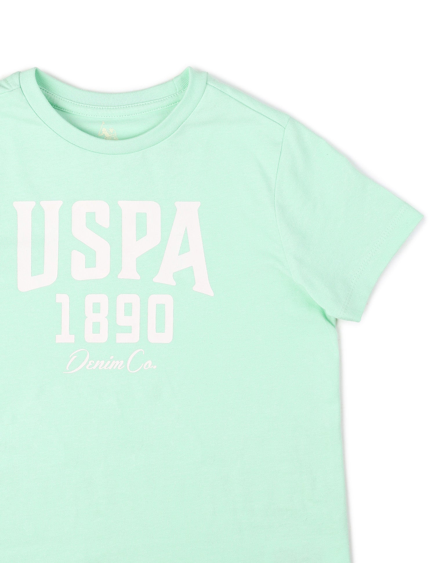 Boys Pure Cotton Brand Printed T Shirt Light Green - U.S. POLO ASSN. | Large