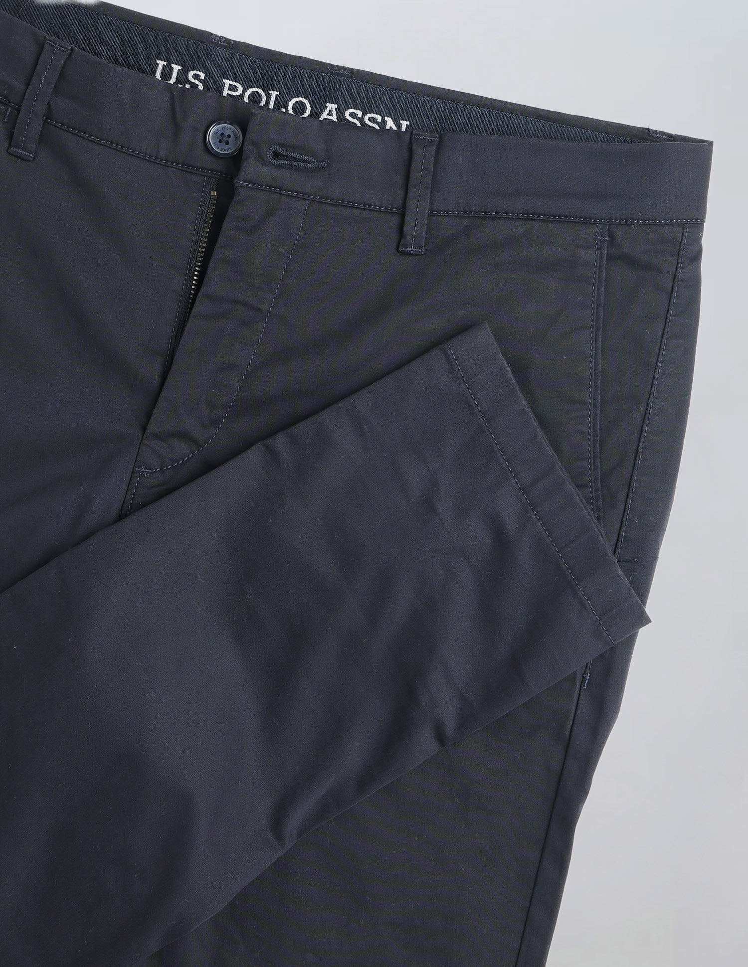 Austin Slim Fit Satin Trousers Navy - U.S. Polo Assn. India | Large