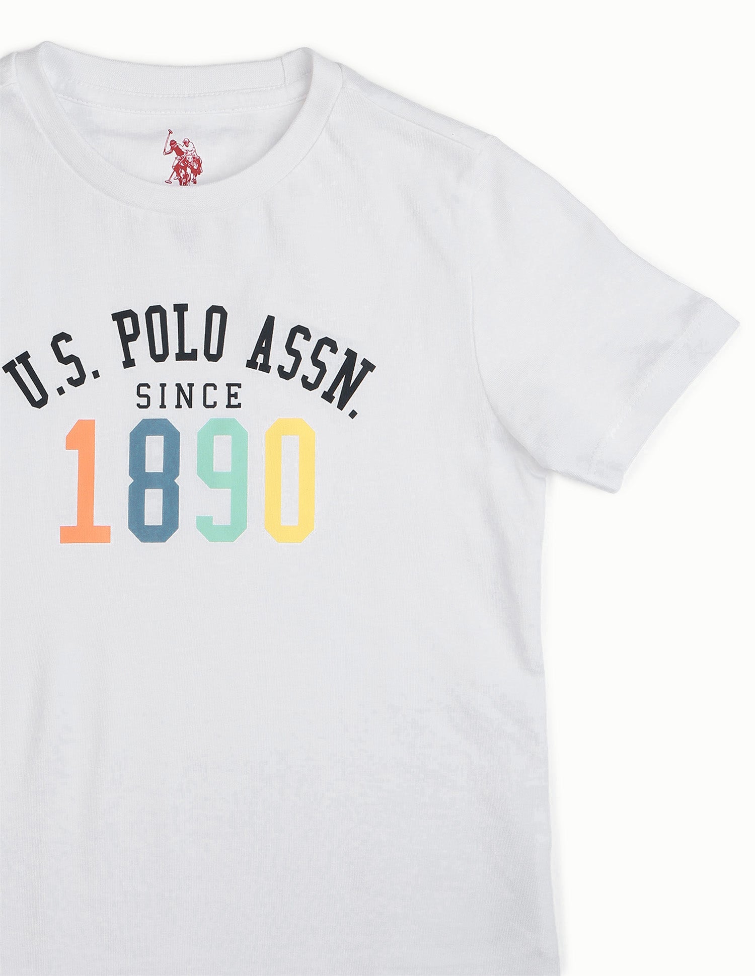 Boys Pure Cotton Brand Printed T Shirt White - U.S. POLO ASSN. | Large