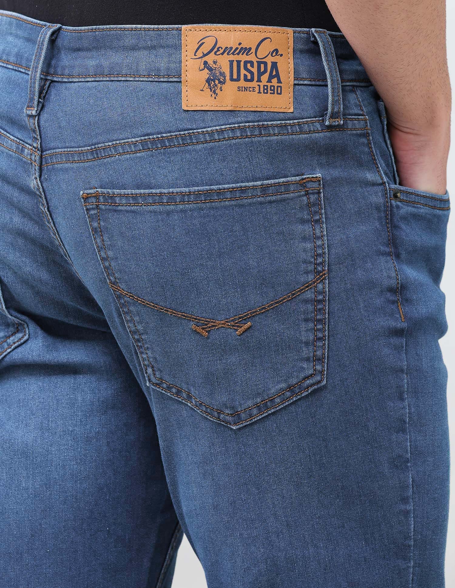 Solid Slim Tapered Fit Jeans Blue - U.S. Polo Assn. India | Large