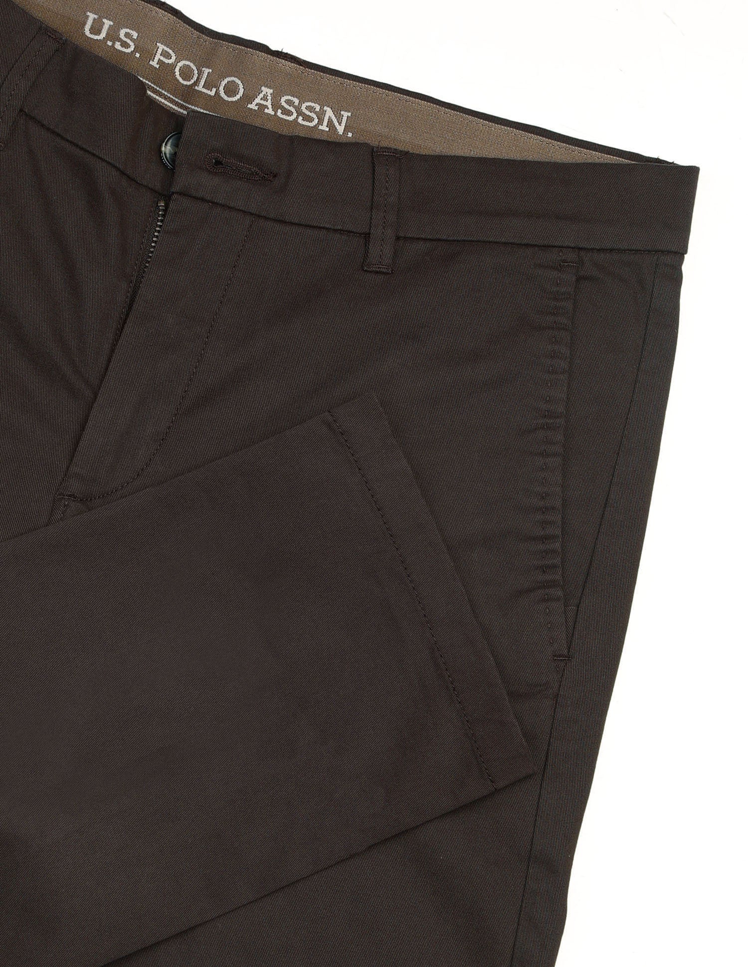 Denver Slim Fit Satin Trousers Dark Brown - U.S. Polo Assn. India | Large