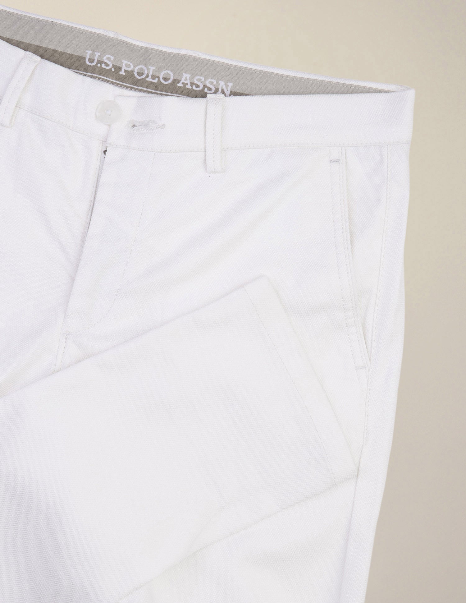 Mid Rise Austin Slim Fit Trousers White - U.S. Polo Assn. India | Large