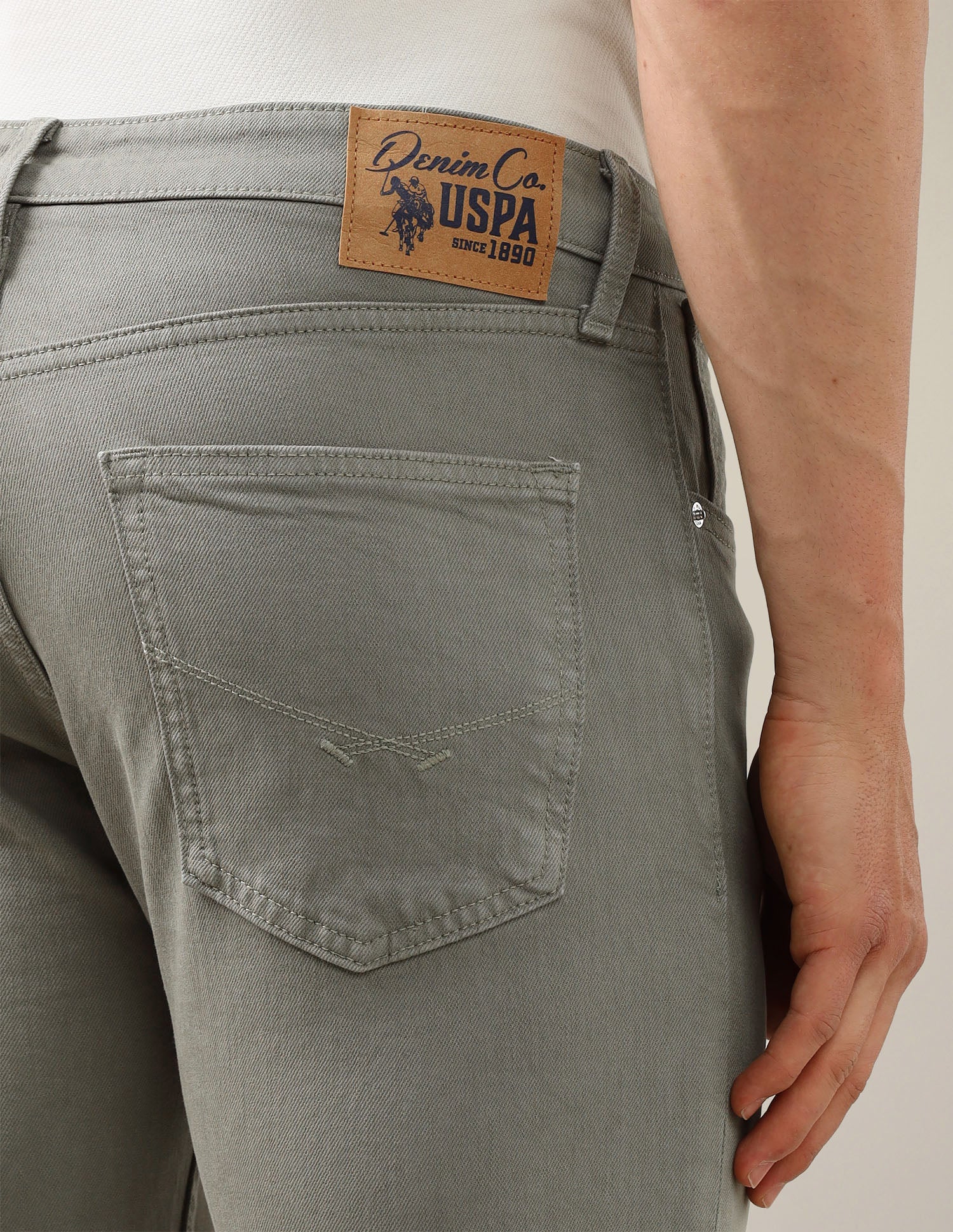 Harold Slim Straight Fit Green Jeans Olive - U.S. Polo Assn. India | Large