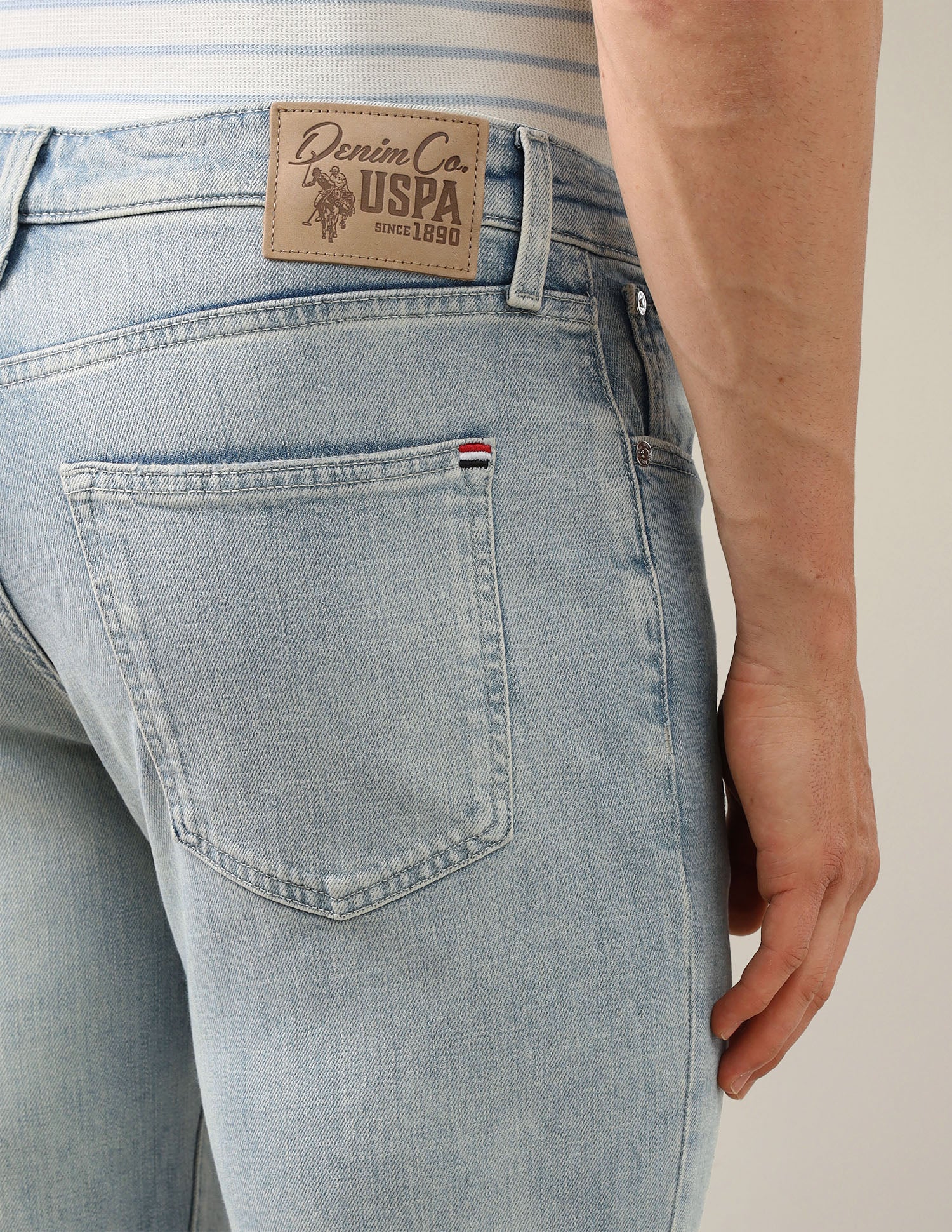 Harold Slim Straight Fit Blue Jeans Light Blue - U.S. Polo Assn. India | Large