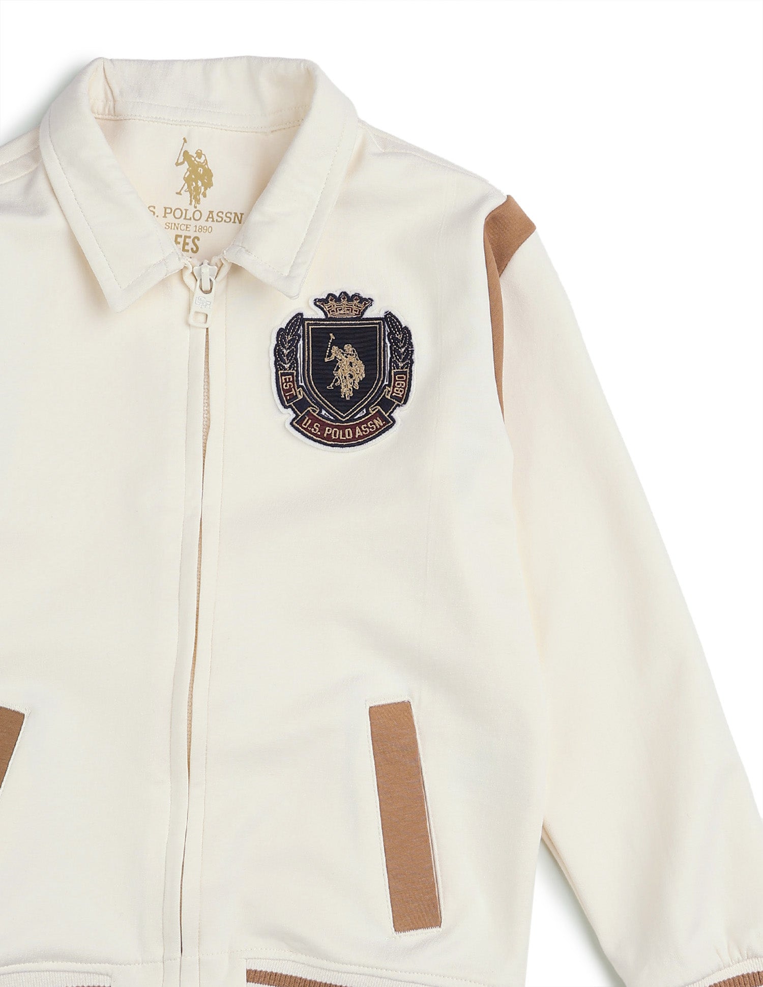 Boys Solid Regular Fit Sweatshirt Off White - U.S. POLO ASSN. | Large