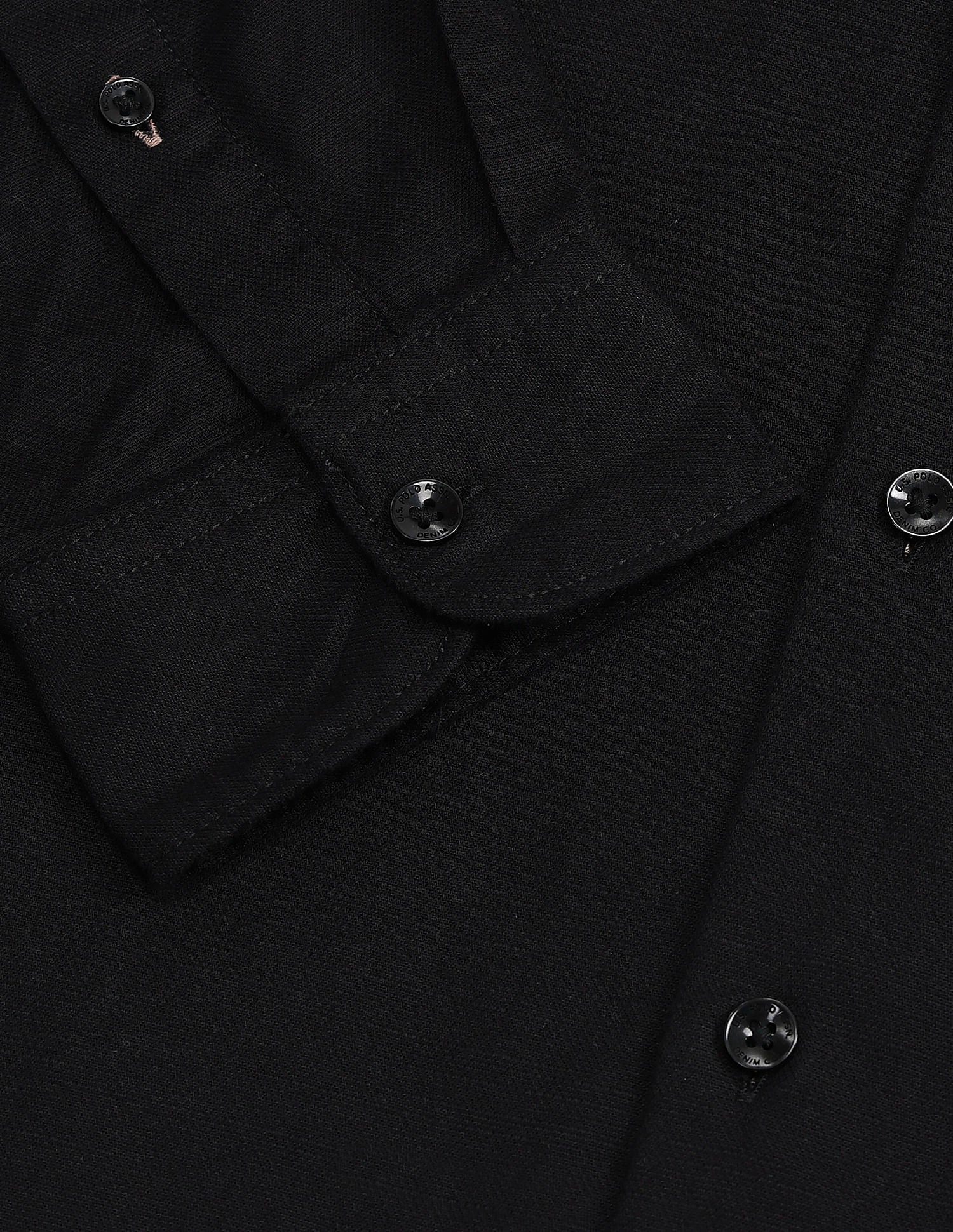Slim Fit Solid Shirt Black - U.S. Polo Assn. India | Large