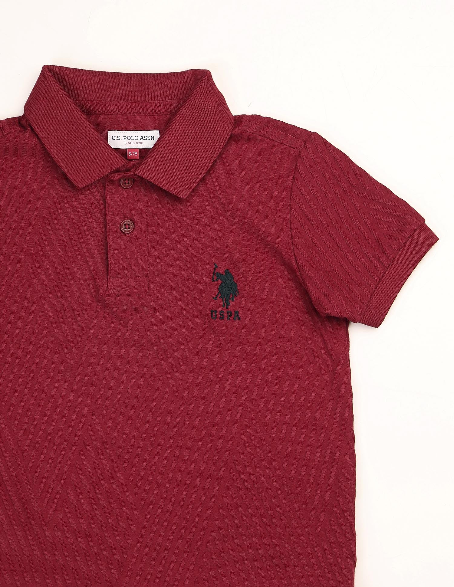 Boys Textured Pure Cotton Polo Shirt Dark Red - U.S. POLO ASSN. | Large