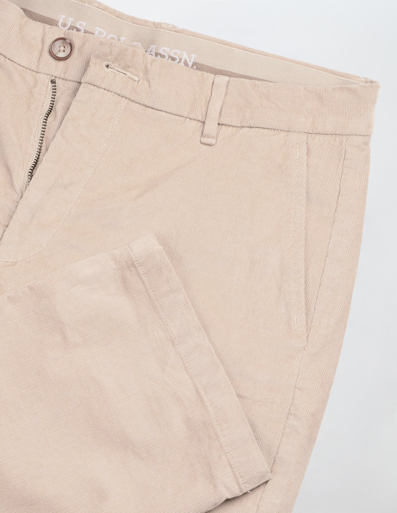 Riley Straight Fit Corduroy Trousers Beige - U.S. POLO ASSN. | Large