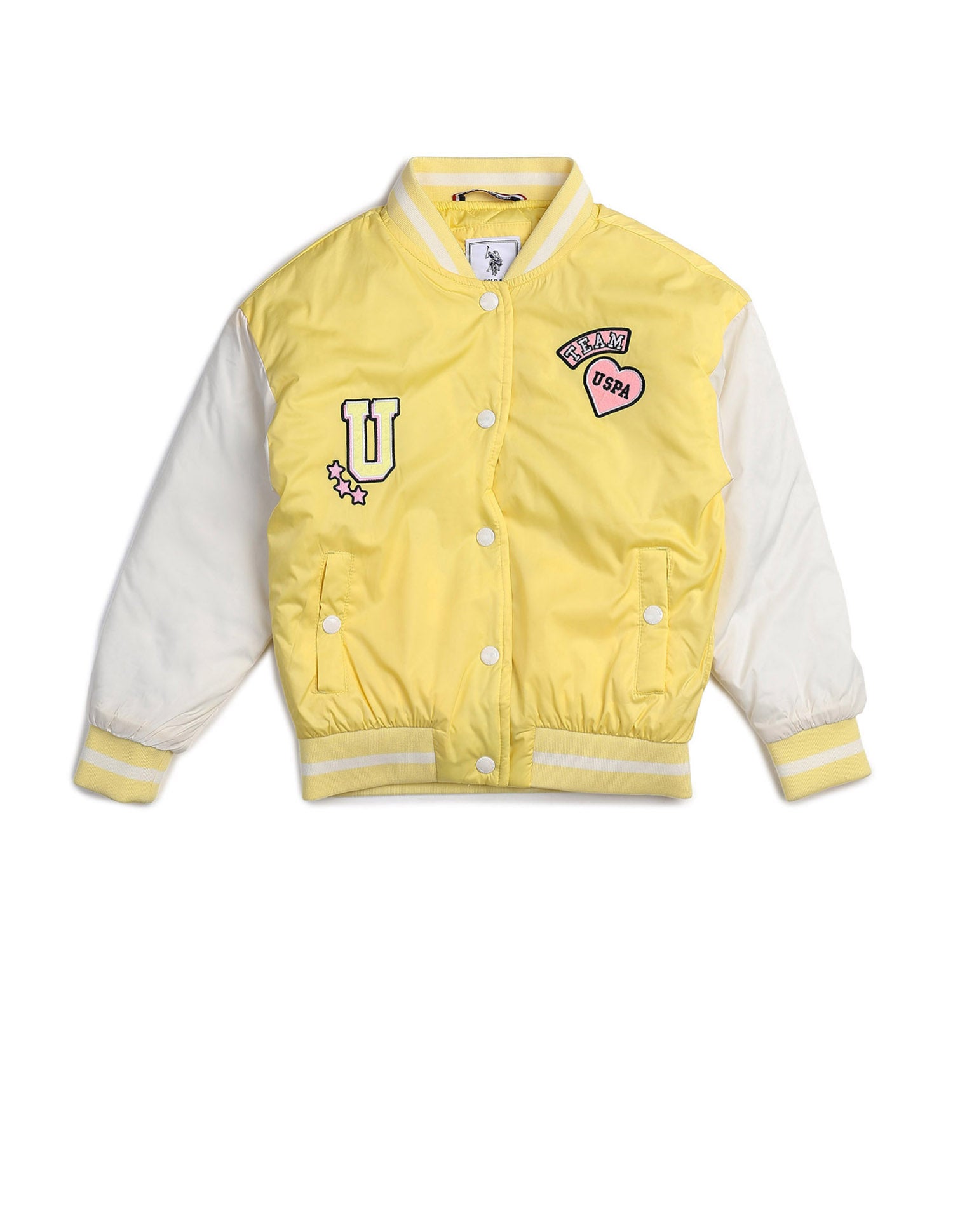 Girls Color Block Varsity Jacket Yellow - U.S. POLO ASSN. | Large