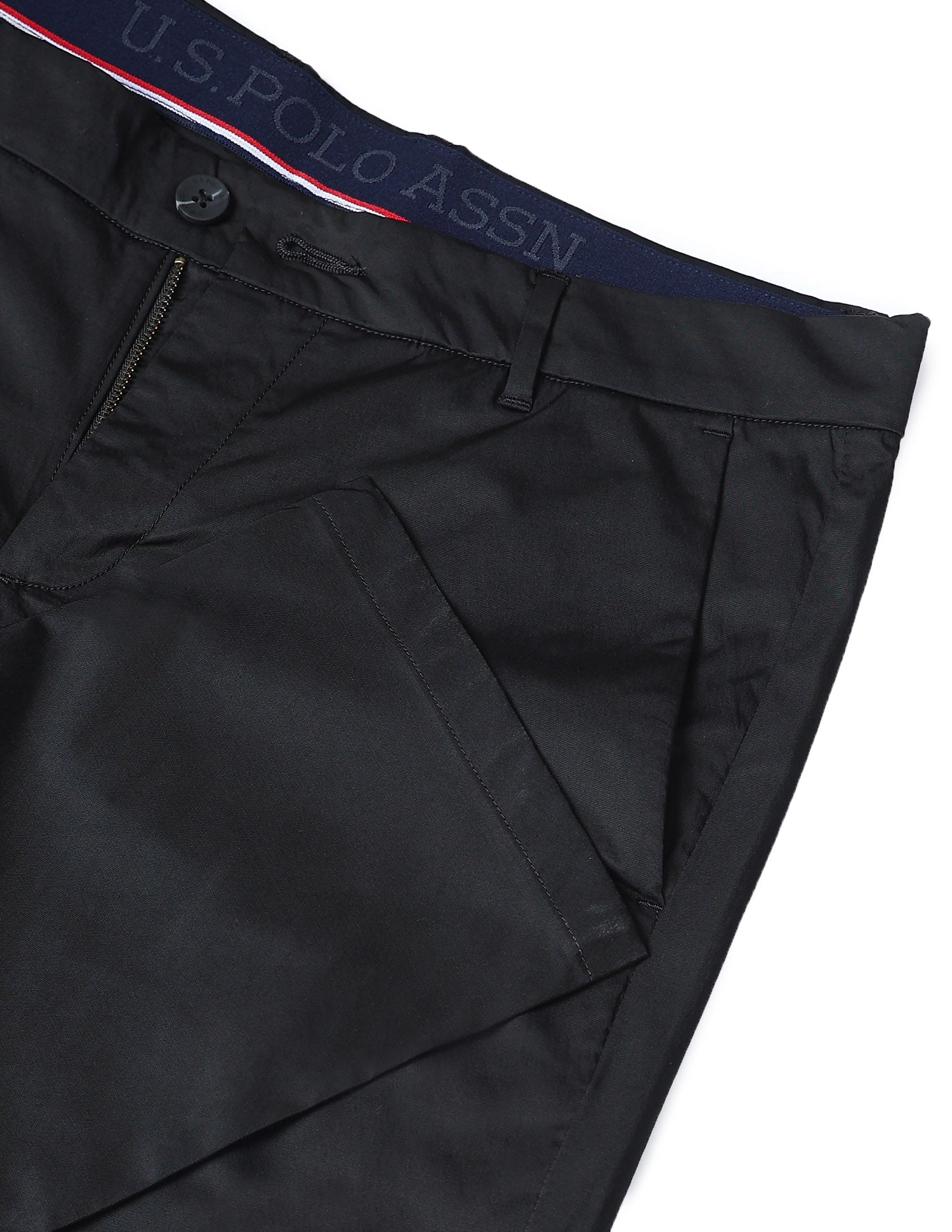 Solid Denver Slim Fit Trousers Black - U.S. POLO ASSN. | Large