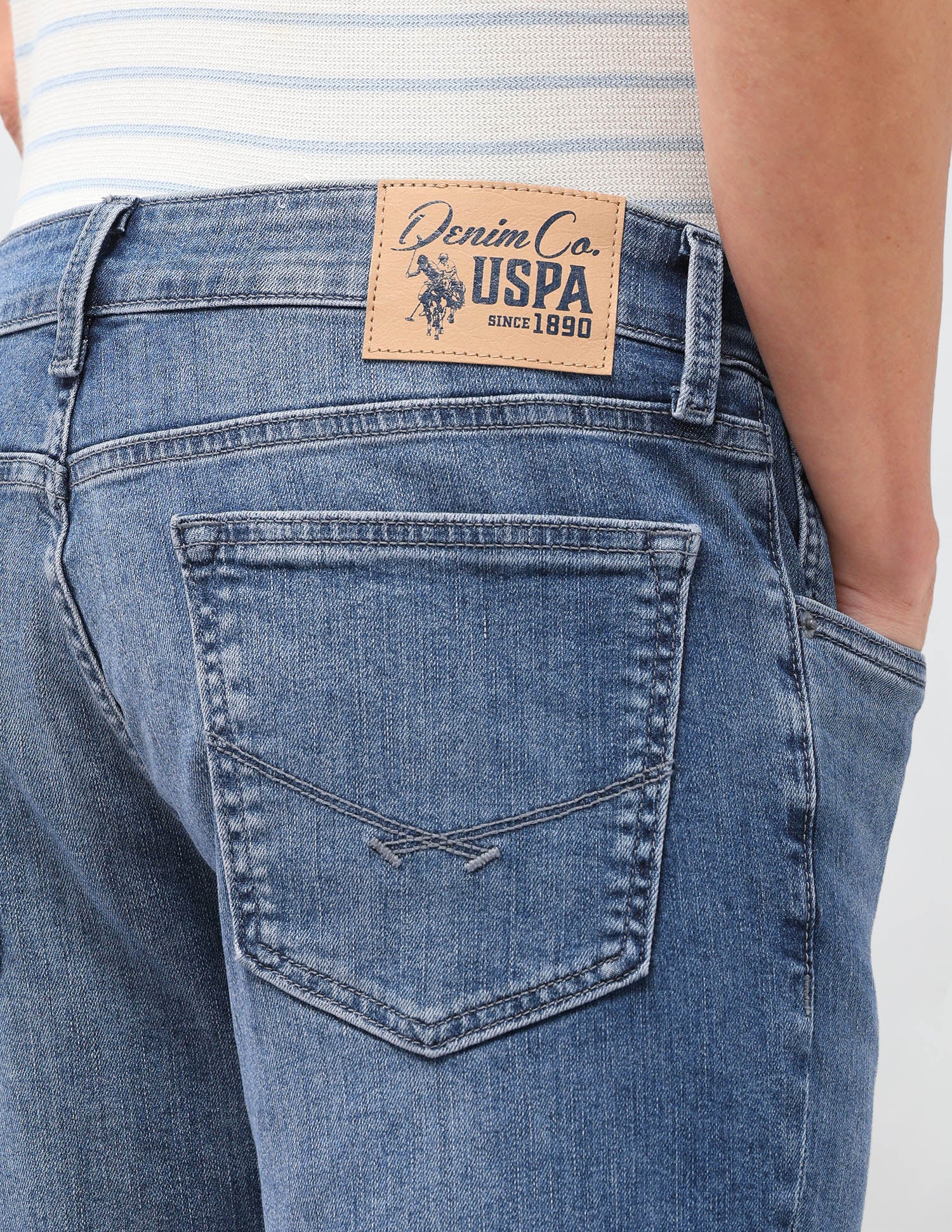 Brandon Slim-Tapered Fit Blue Jeans Mid Blue - U.S. Polo Assn. India | Large